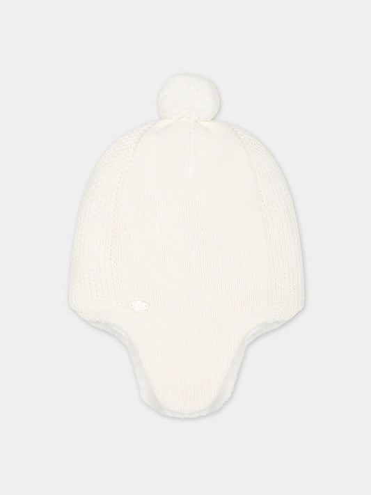 Berretto avorio per neonati con pon pon,Tartine Et Chocolat,TX90020-13