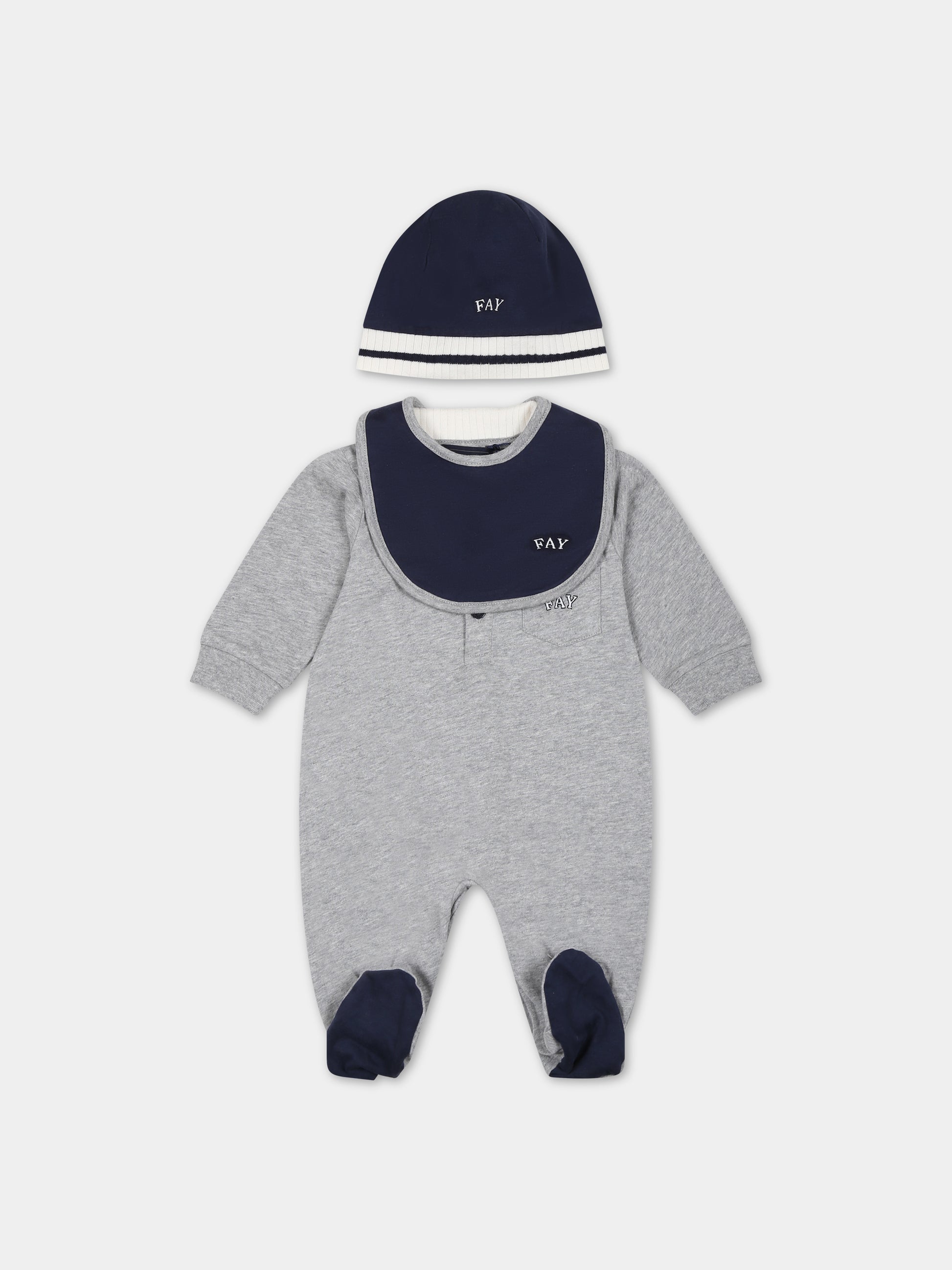 Set grigio per neonato con logo,Fay Kids,FTB510 Z0762 805BL