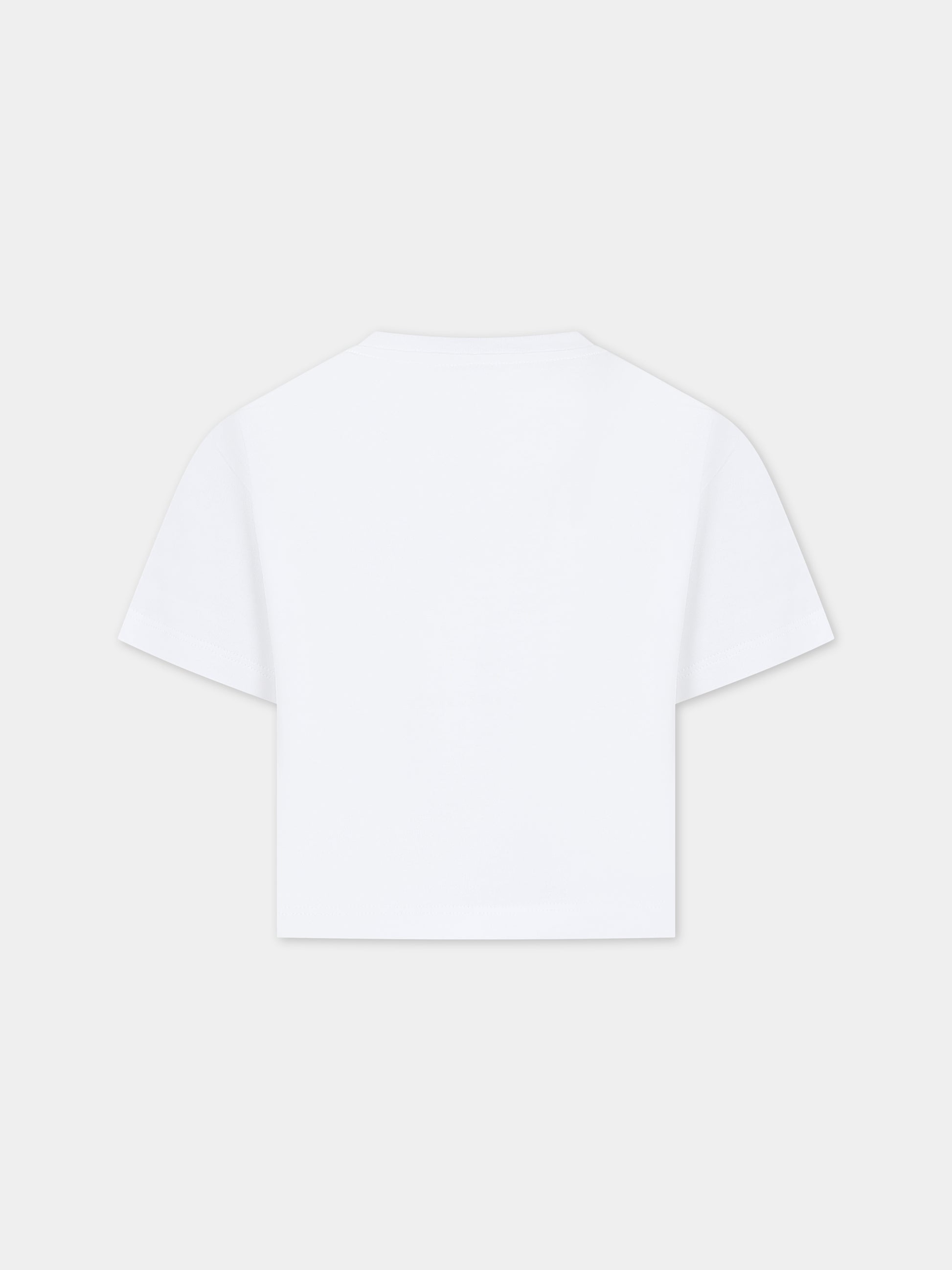 T-shirt bianca per bambina con logo,Dolce & Gabbana Kids,L5JTHW G7KC4 W0800