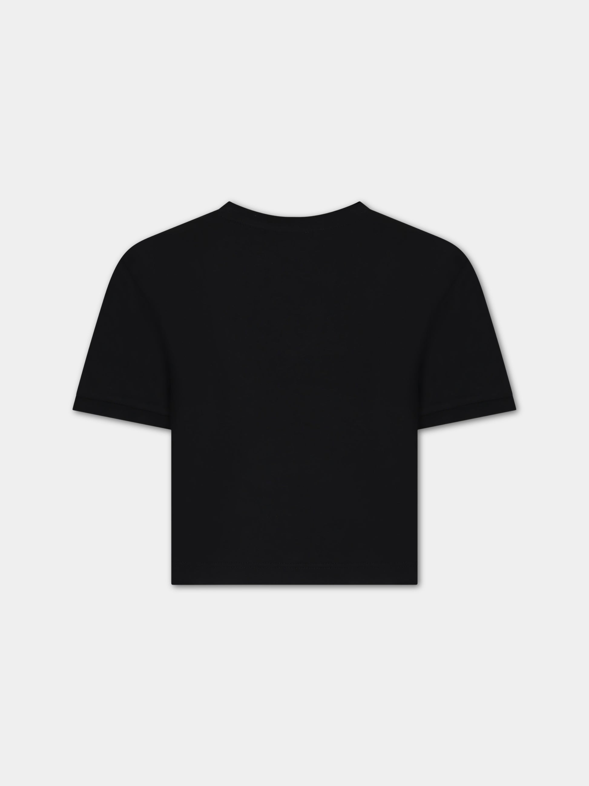 T-shirt nera con logo,Dolce & Gabbana Kids,L5JTLK G7KU8 N0000