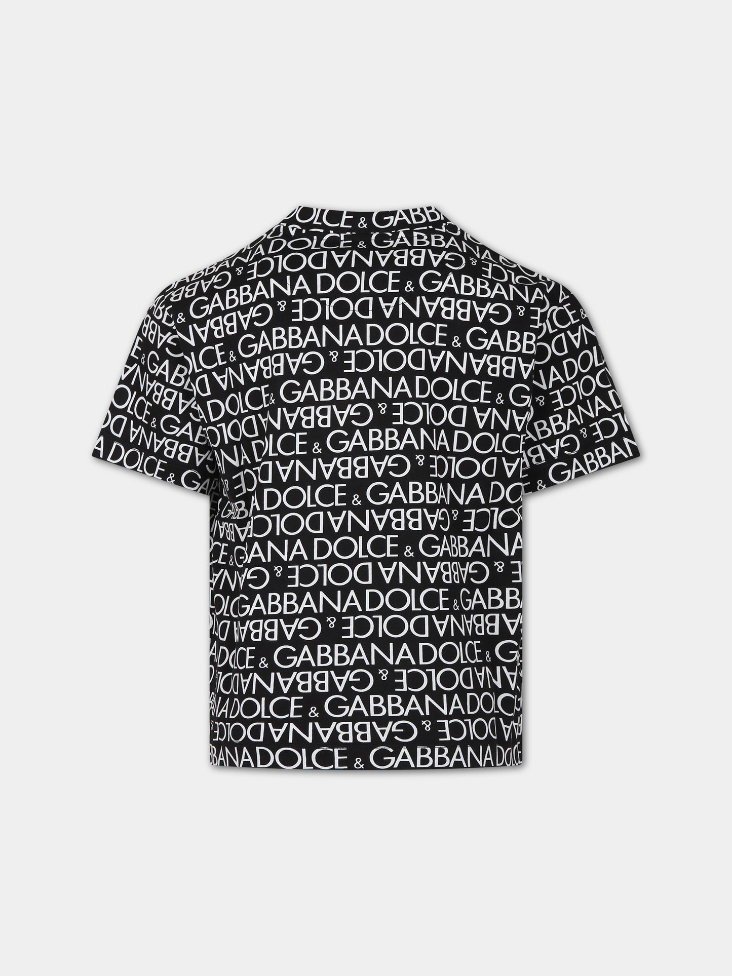 T-shirt nera per bambini con logo,Dolce & Gabbana Kids,L4JTEV HS7MD HNXCW