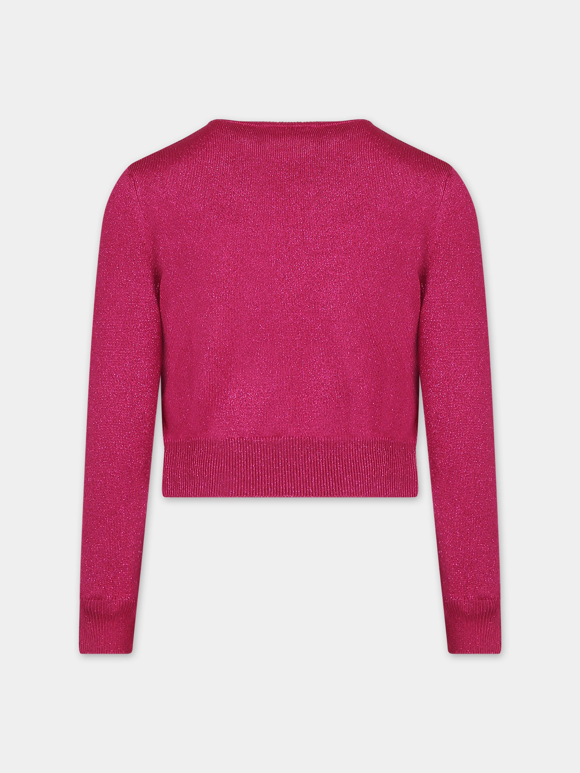 Maglione fucsia per bambina con logo,Versace,1011435 1A08413 1PP80