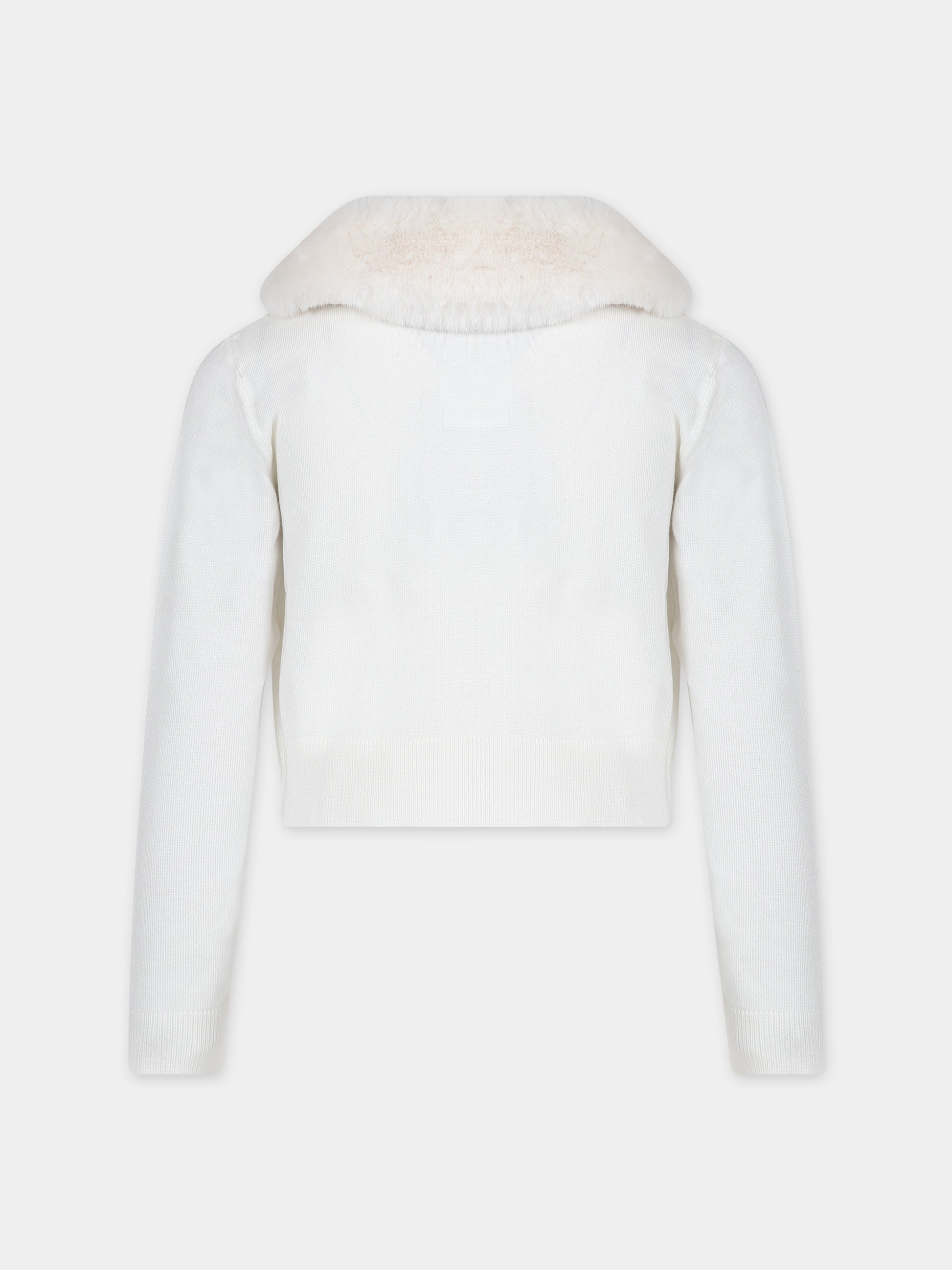 Cardigan avorio per bambina con logo,Blumarine Baby,IF3092 10602