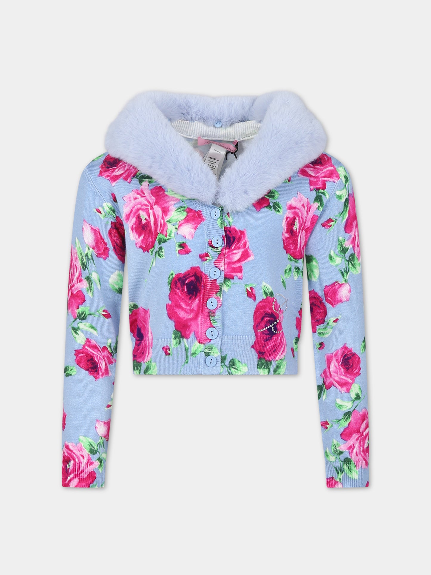 Cardigan bleu ciel pour fille avec logo
