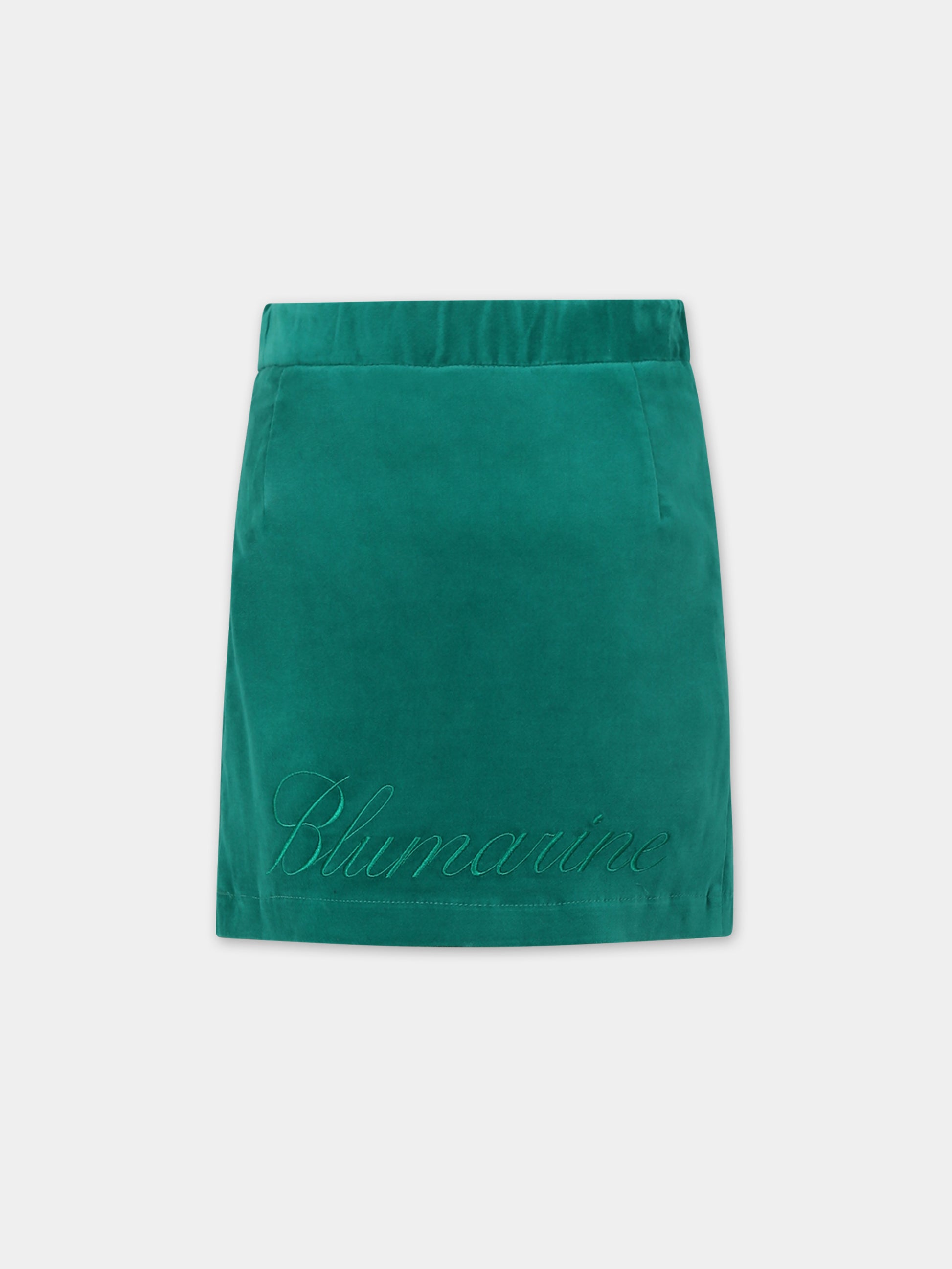 Gonna verde per bambina con logo,Blumarine Baby,IF3166 X0523