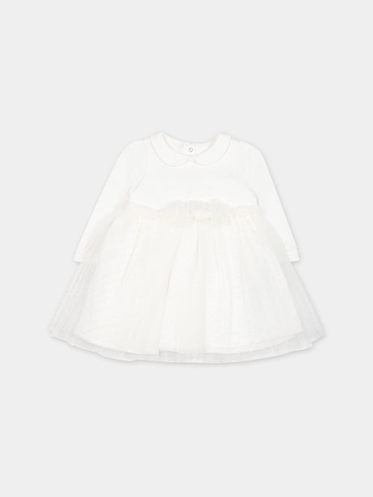 Vestito bianco per neonata con logo,Blumarine Baby,IF3110 10602