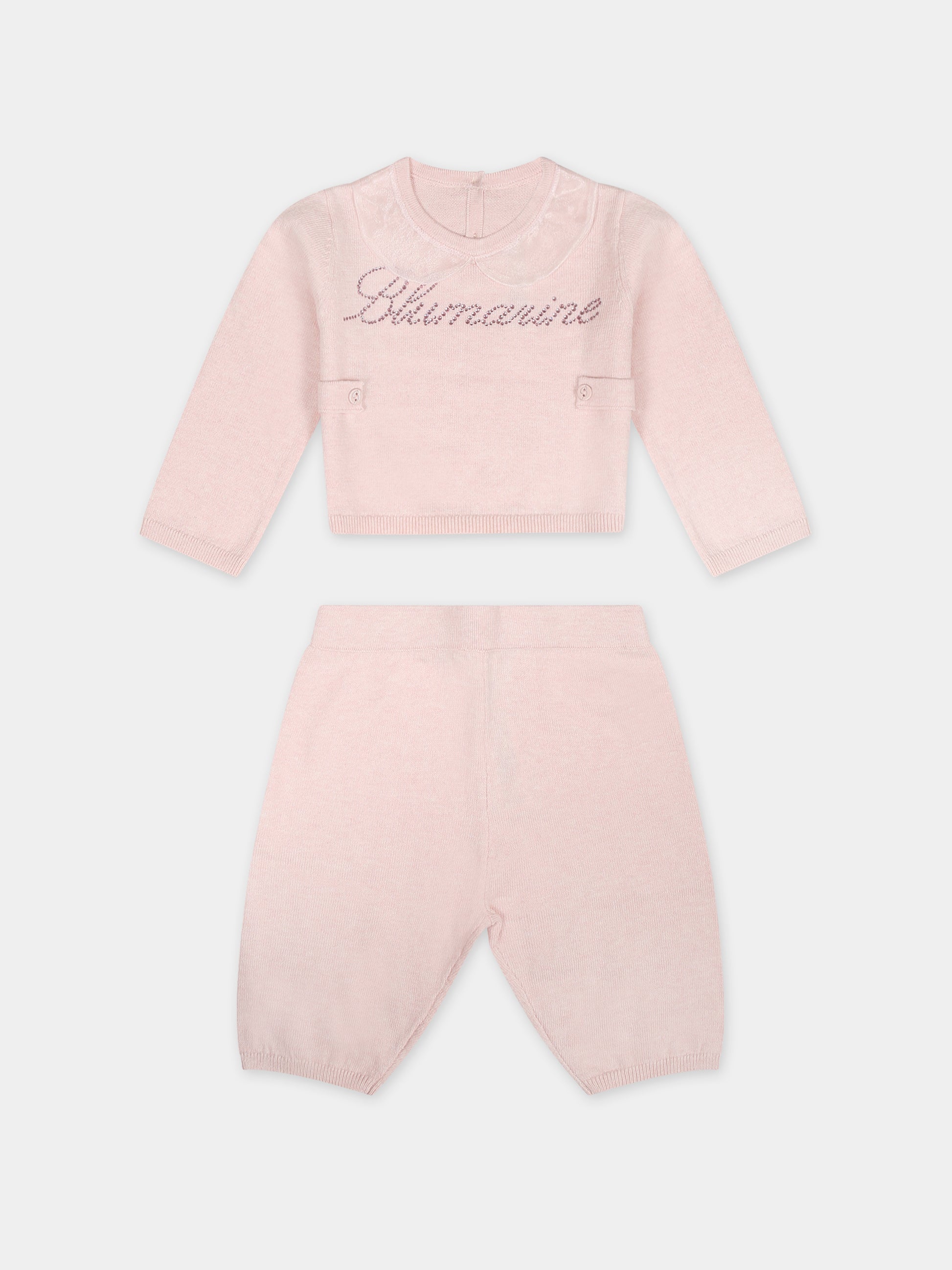 Completo rosa per neonata con logo,Blumarine Baby,IF3185 X0515