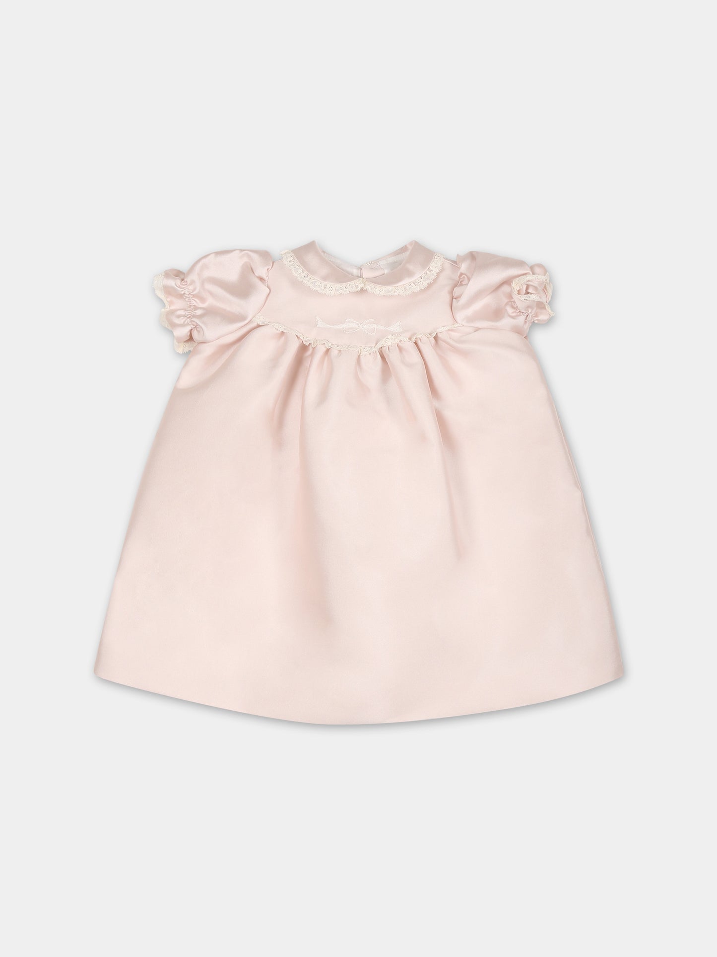 Vestito rosa per neonata con ricami,La Stupenderia,CCAB72S63