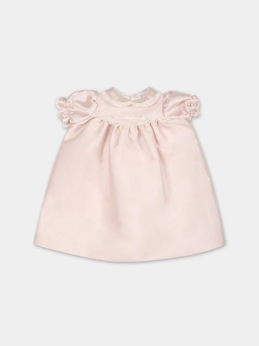Vestito rosa per neonata con ricami,La Stupenderia,CCAB72S63