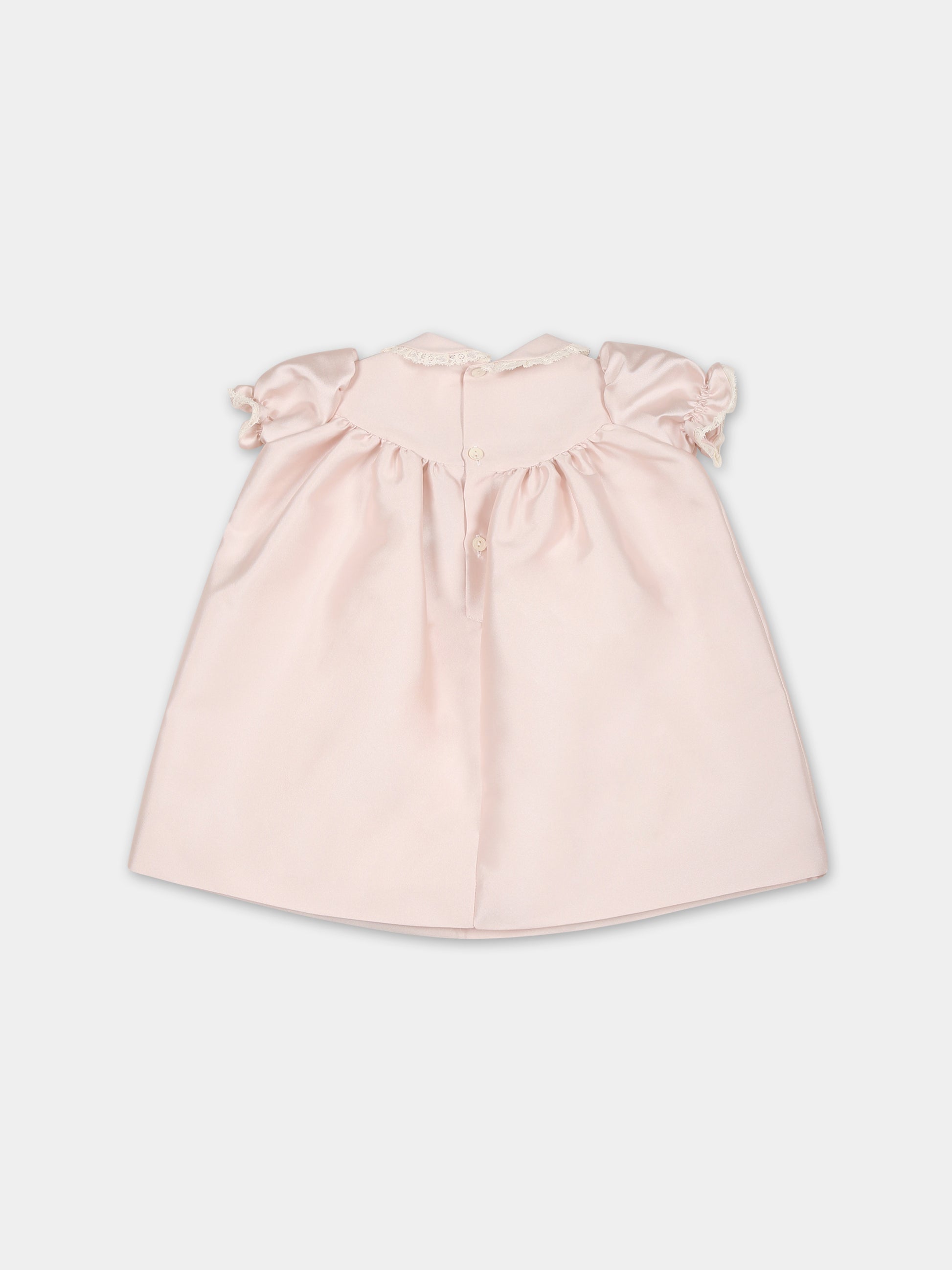 Vestito rosa per neonata con ricami,La Stupenderia,CCAB72S63