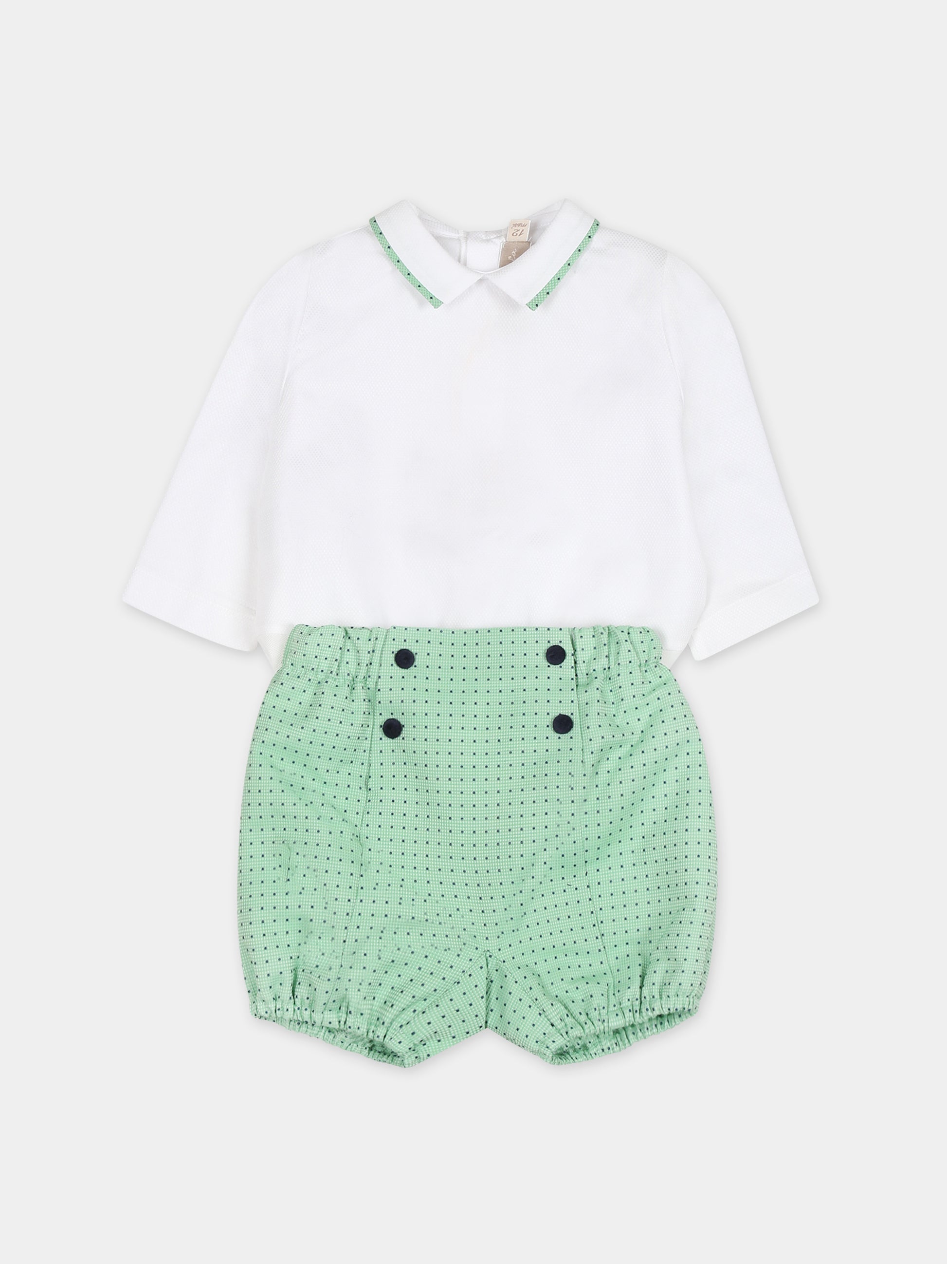 Completo verde per neonato con pois,La Stupenderia,CBCT51Q47