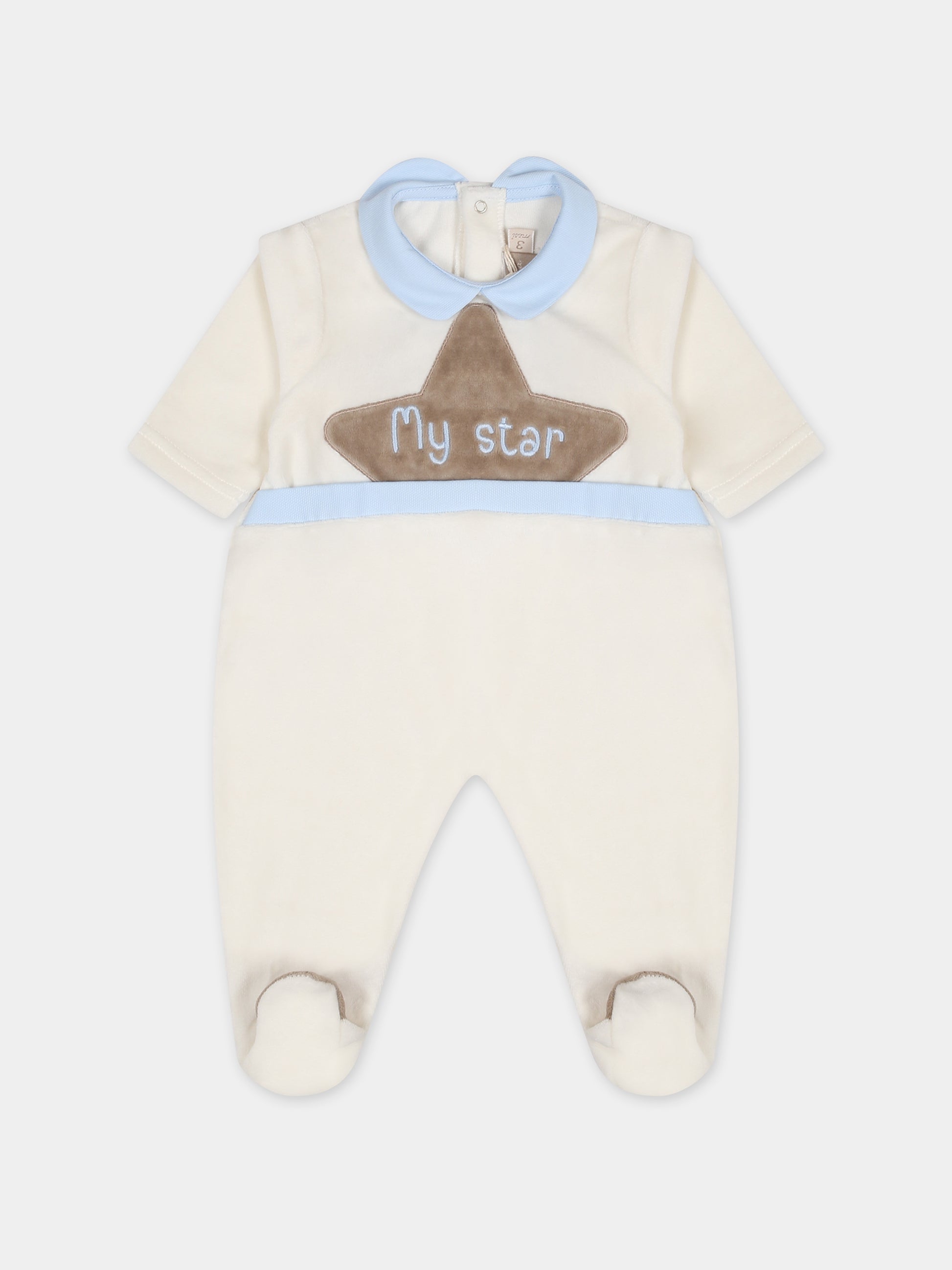 Tutina bianca per neonato con stella,La Stupenderia,TBTT53L02