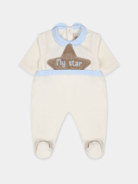 Tutina bianca per neonato con stella,La Stupenderia,TBTT53L02