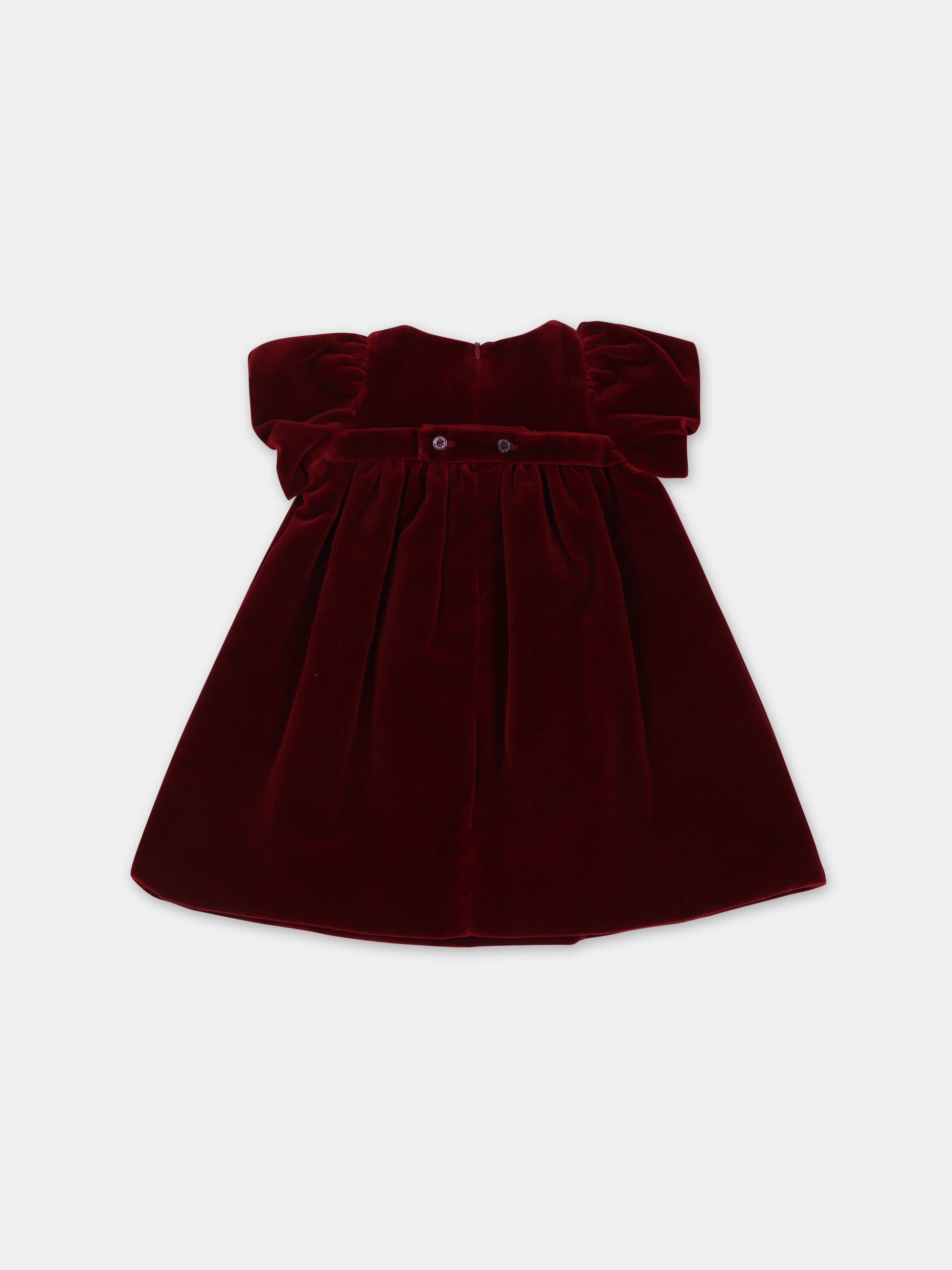 Vestito bordeaux per neonata con fiocco,La Stupenderia,CBAB62V14