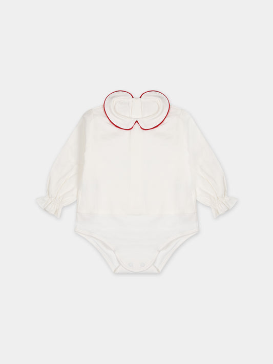 Camicia bianca per neonata,La Stupenderia,BBD54RED