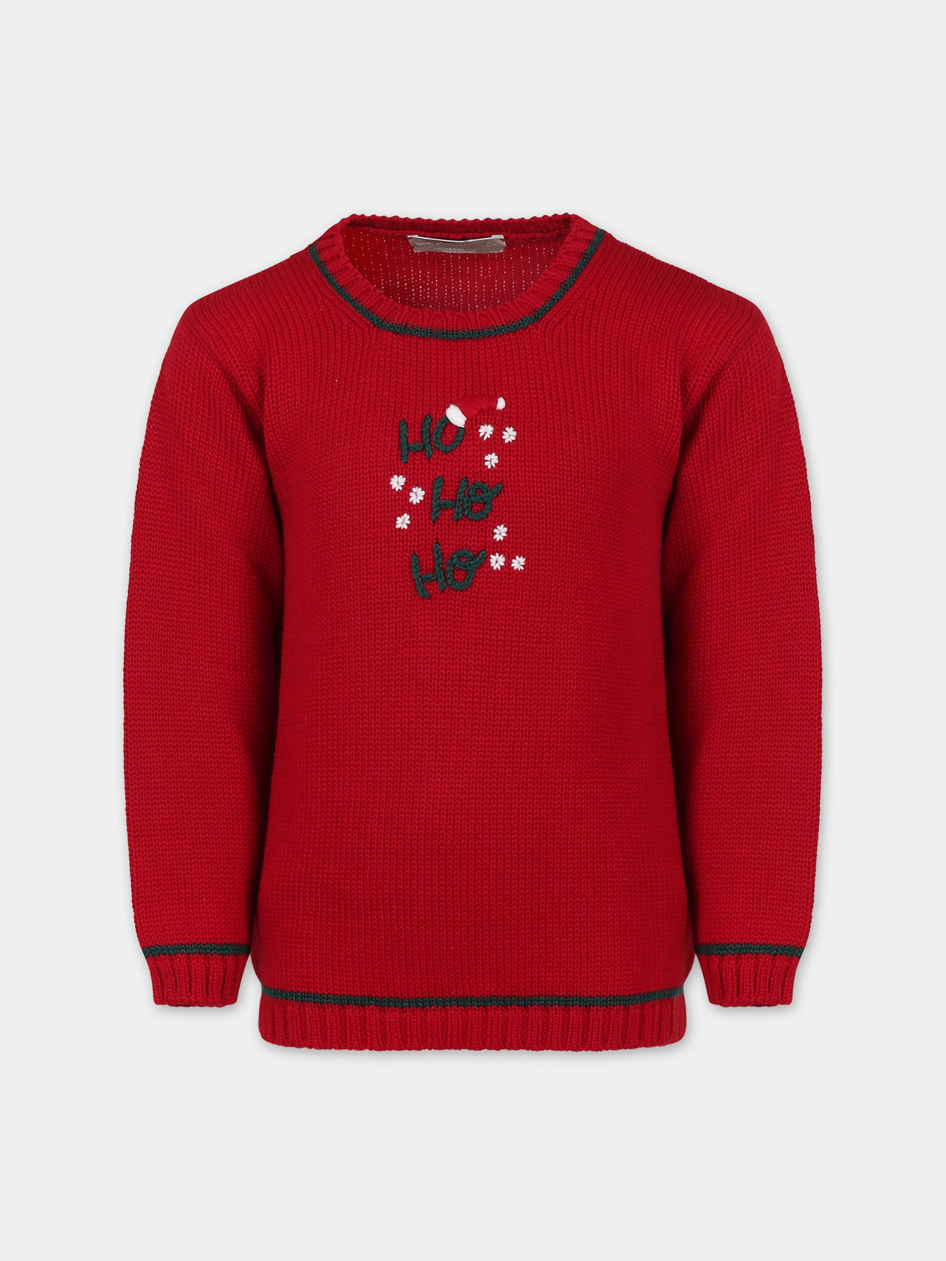 Maglione rosso per bambino con scritta,La Stupenderia,WCPL61826