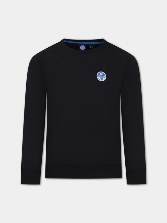 Felpa nera per bambino con patch logato,North Sails,794443 000 0999