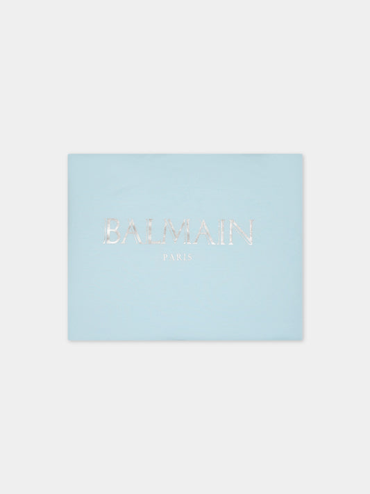 Coperta celeste per neonato con logo,Balmain Kids,BT0660 Z1769 639