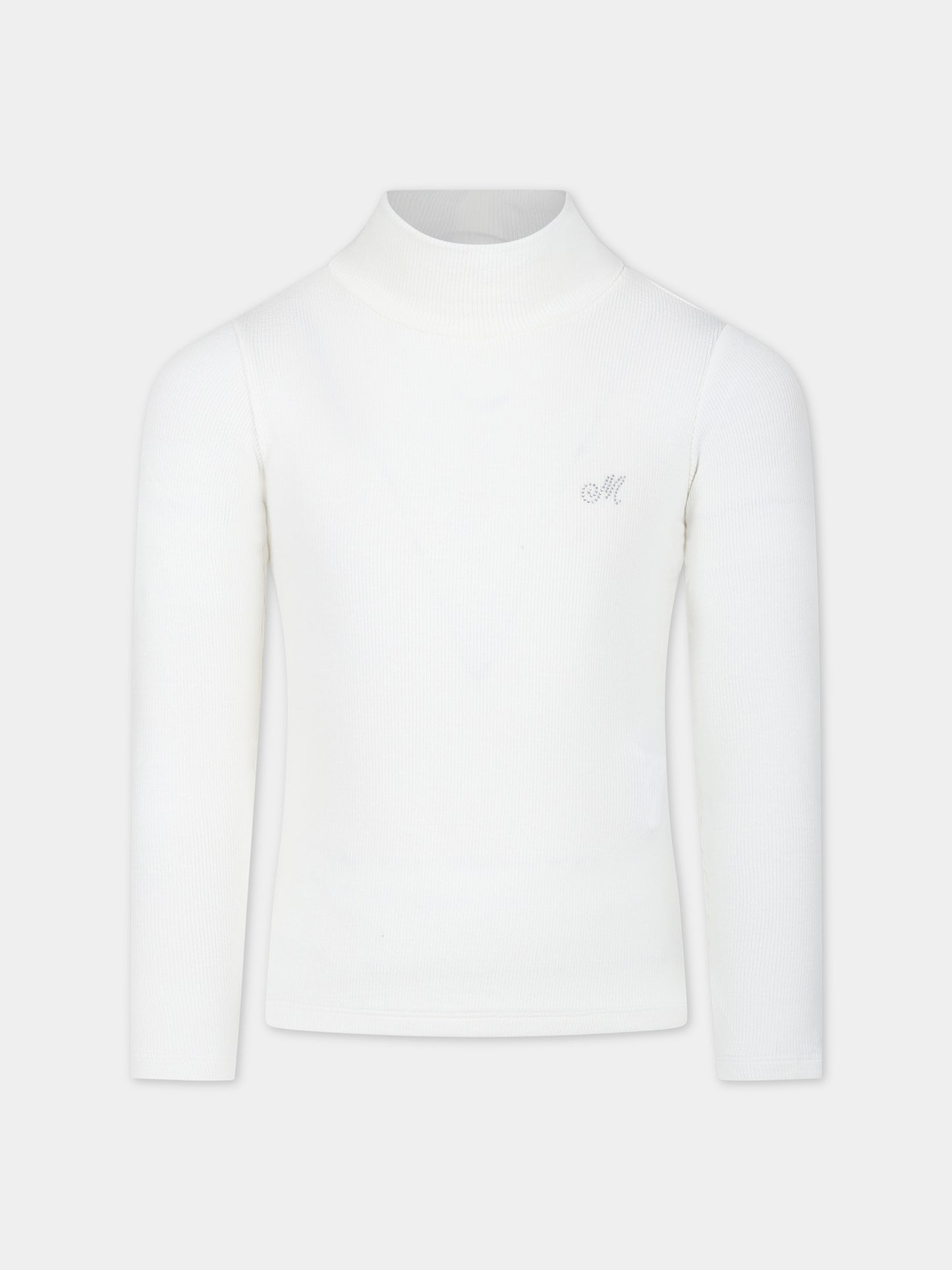 Dolcevita bianco per bambina con logo,Monnalisa,17BLUC 2212 0001