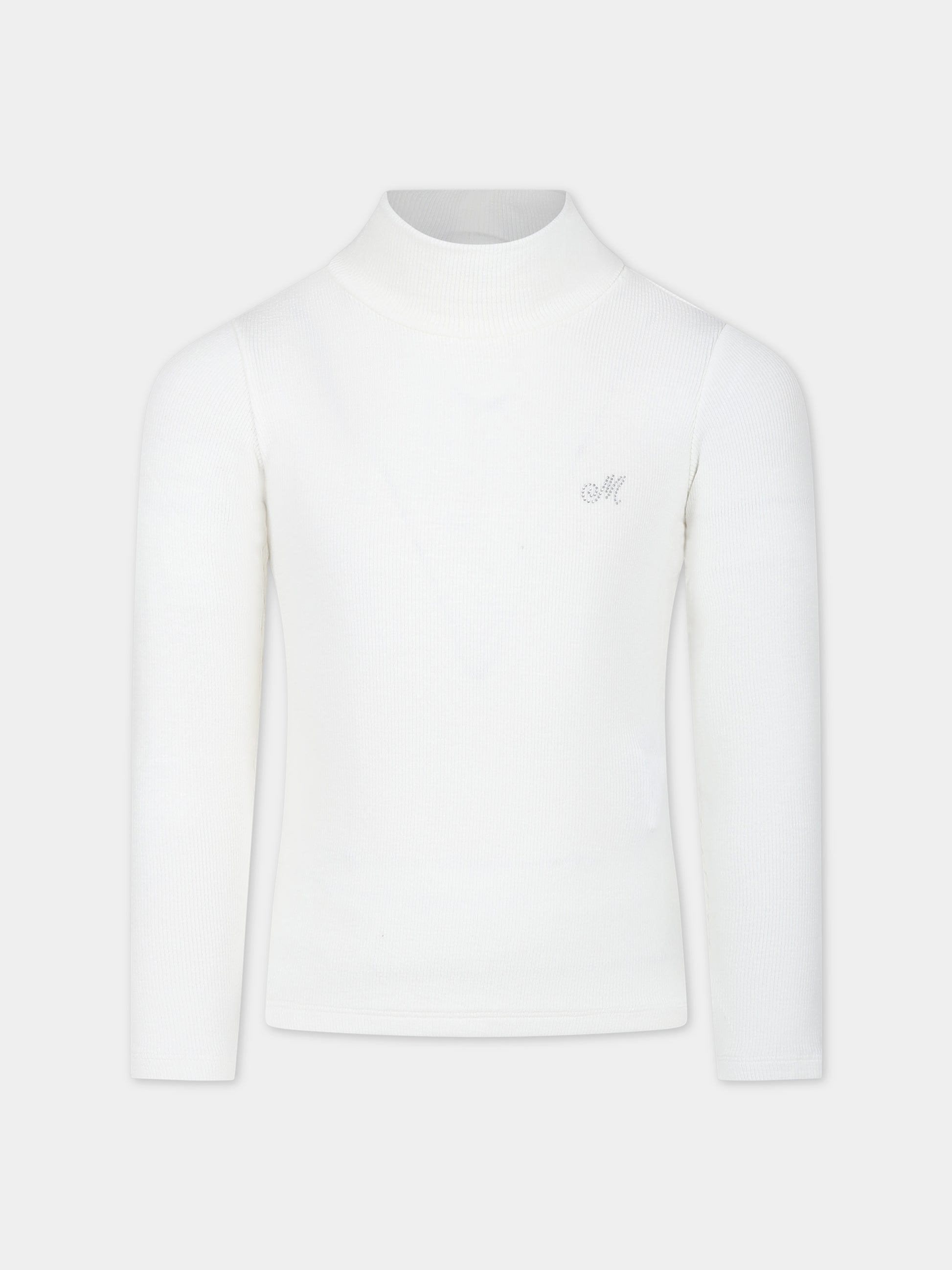 Dolcevita bianco per bambina con logo,Monnalisa,17BLUC 2212 0001