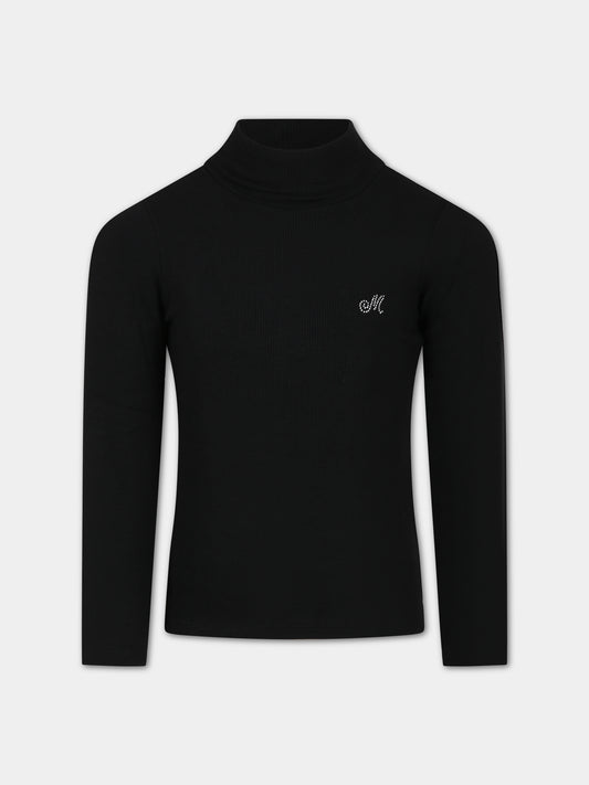 Dolcevita nero per bambina con logo,Monnalisa,17BLUC 2212 0050