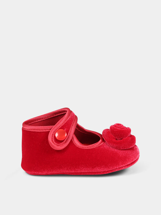 Ballerine rosse per neonata con rosa,Monnalisa,39B015 2908 0043