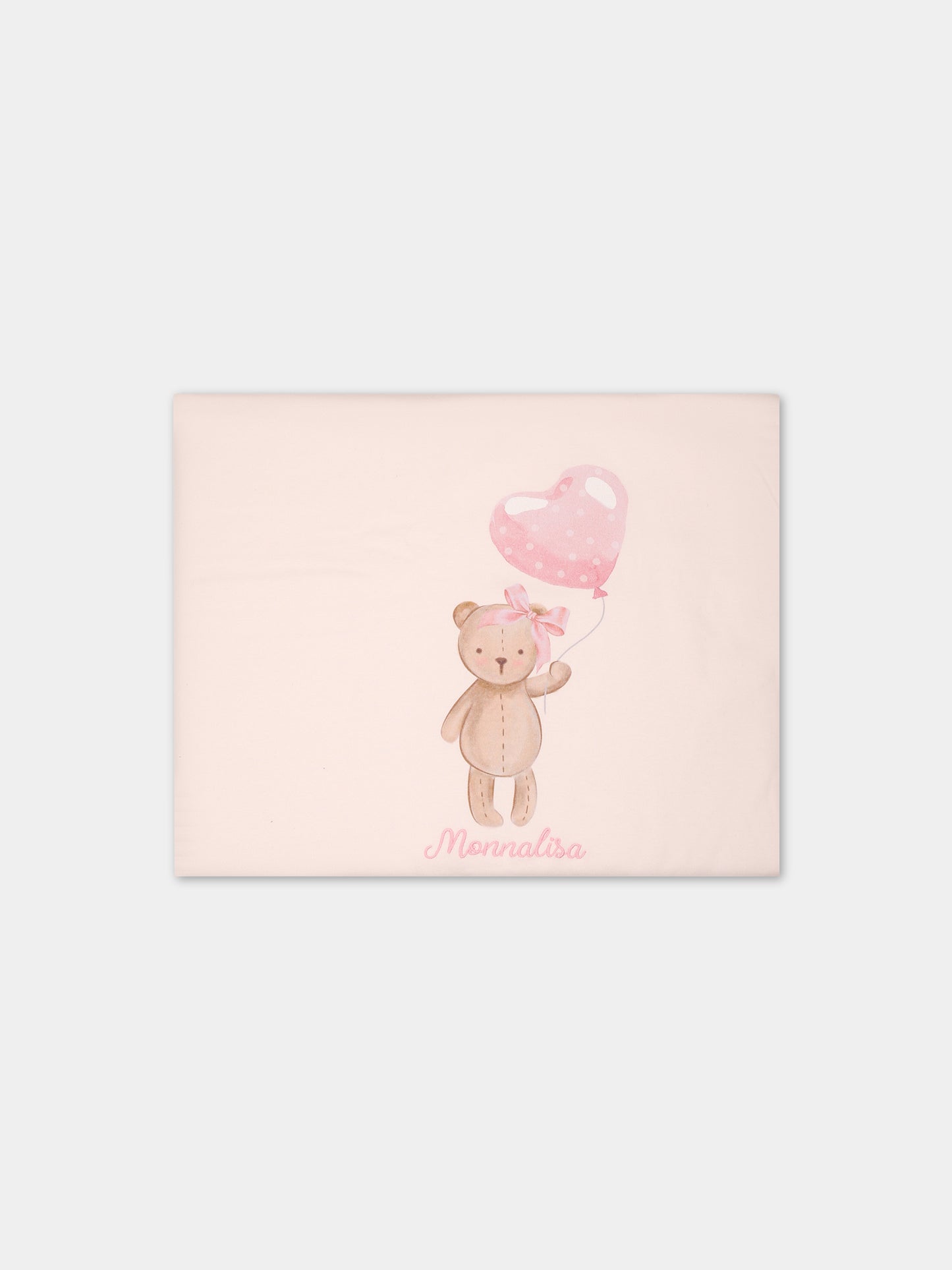 Coperta rosa per neonata con orso e logo,Monnalisa,35B009 2004 0092