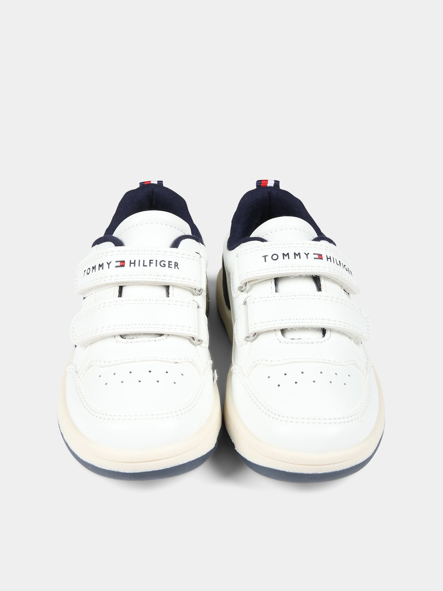 Sneakers basse bianche per bambino con logo,Tommy Hilfiger Junior,T3B9 33101 1355530