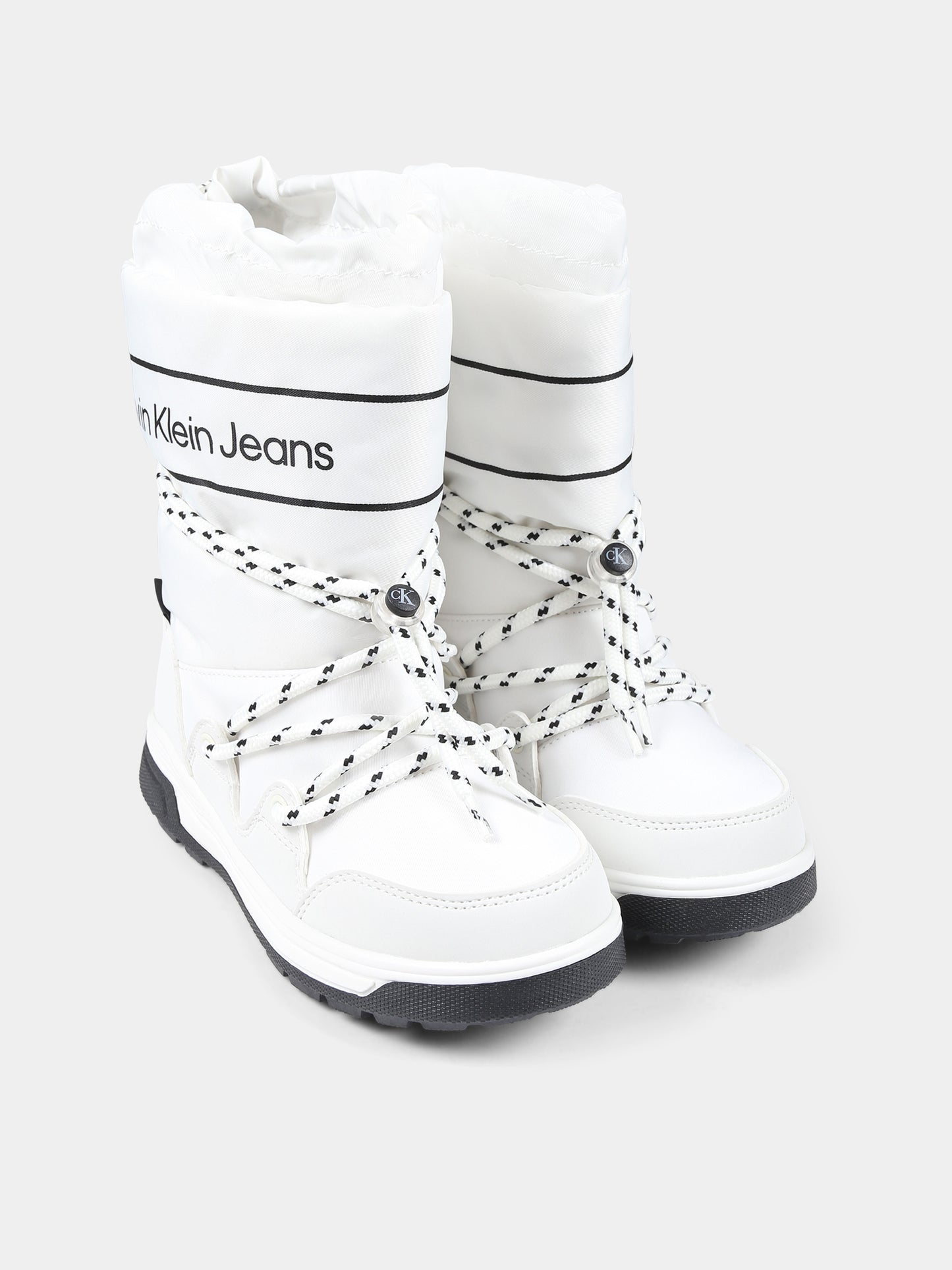 Stivali da neve bianchi per bambina con logo,Calvin Klein Kids,V3A6 80713 1486100