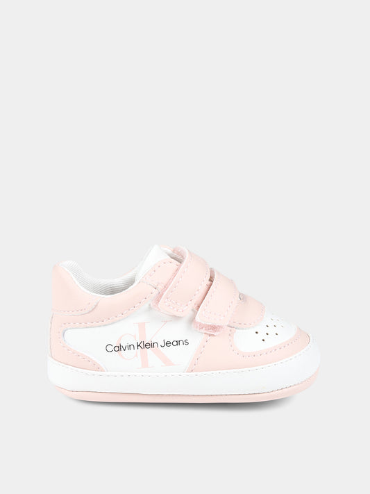 Sneakers rosa per neonata con logo,Calvin Klein Kids,V0A4 80650 1433A477