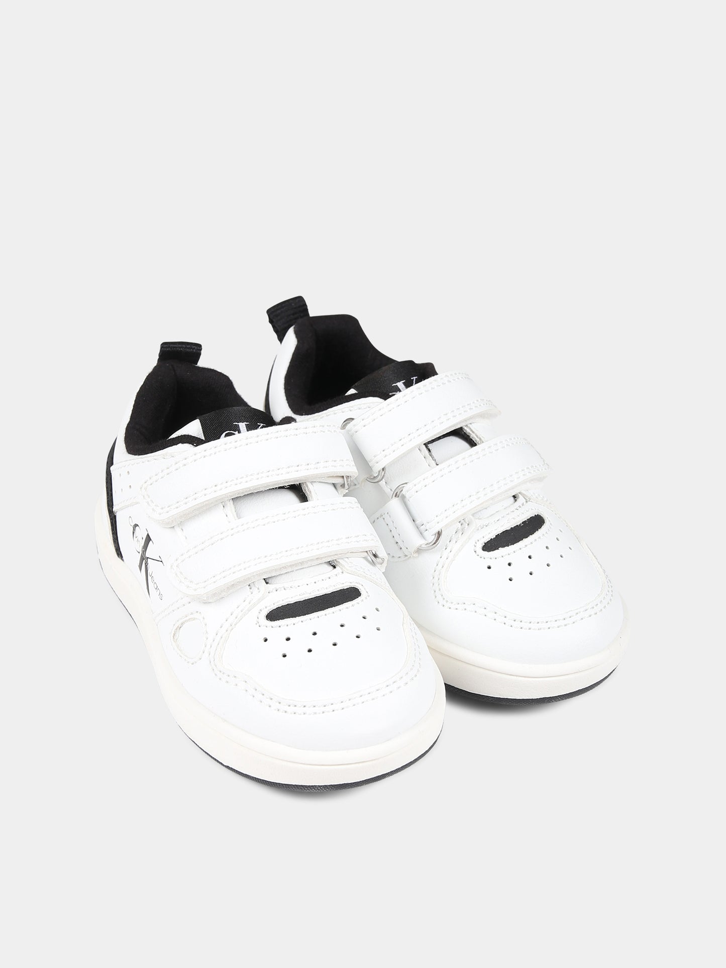 Sneakers bianche per bambini con logo,Calvin Klein Kids,V1B9 80719 1355100