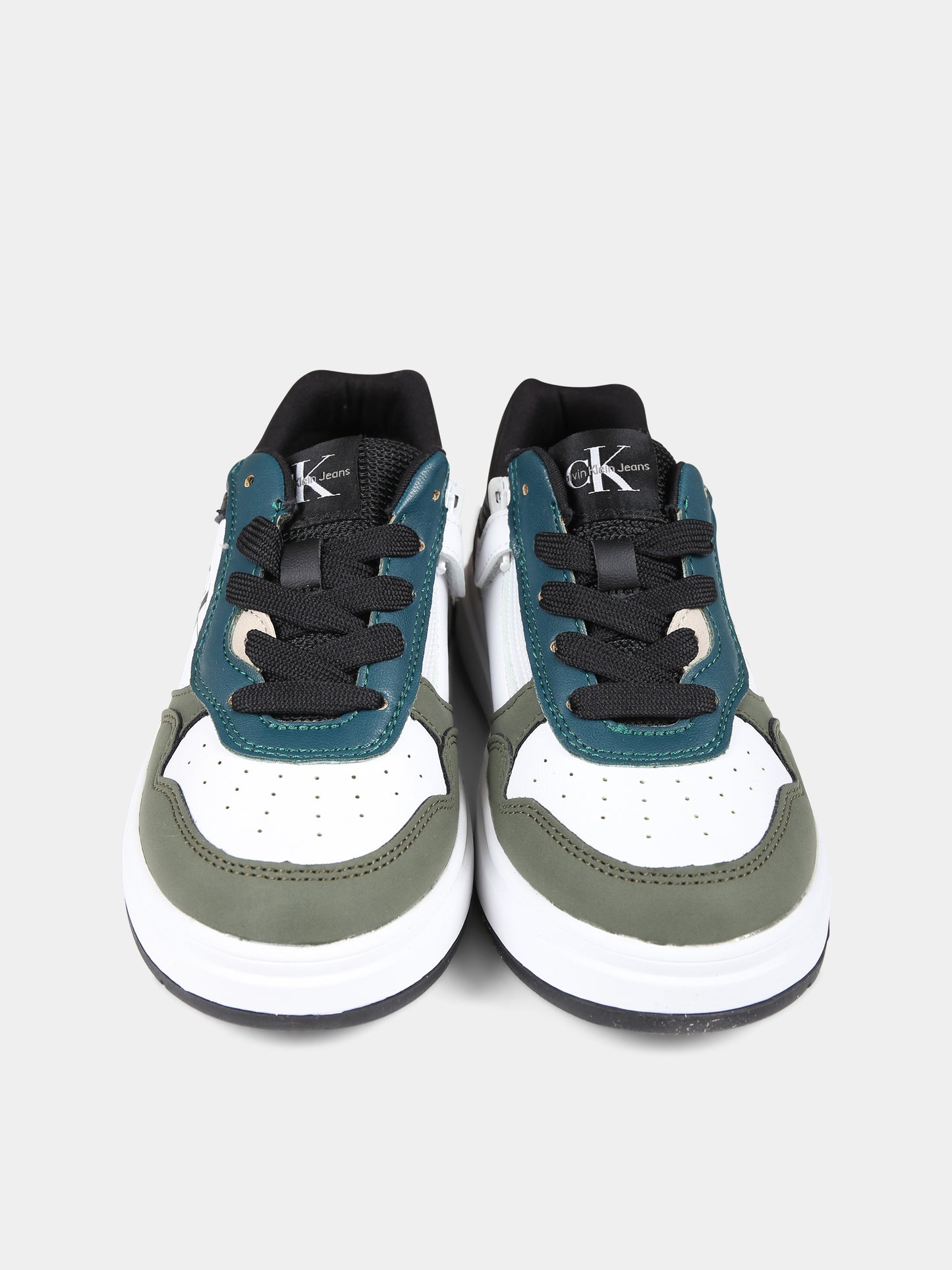 Sneakers bianche per bambino con logo,Calvin Klein Kids,V3X9 80727 1269Y913