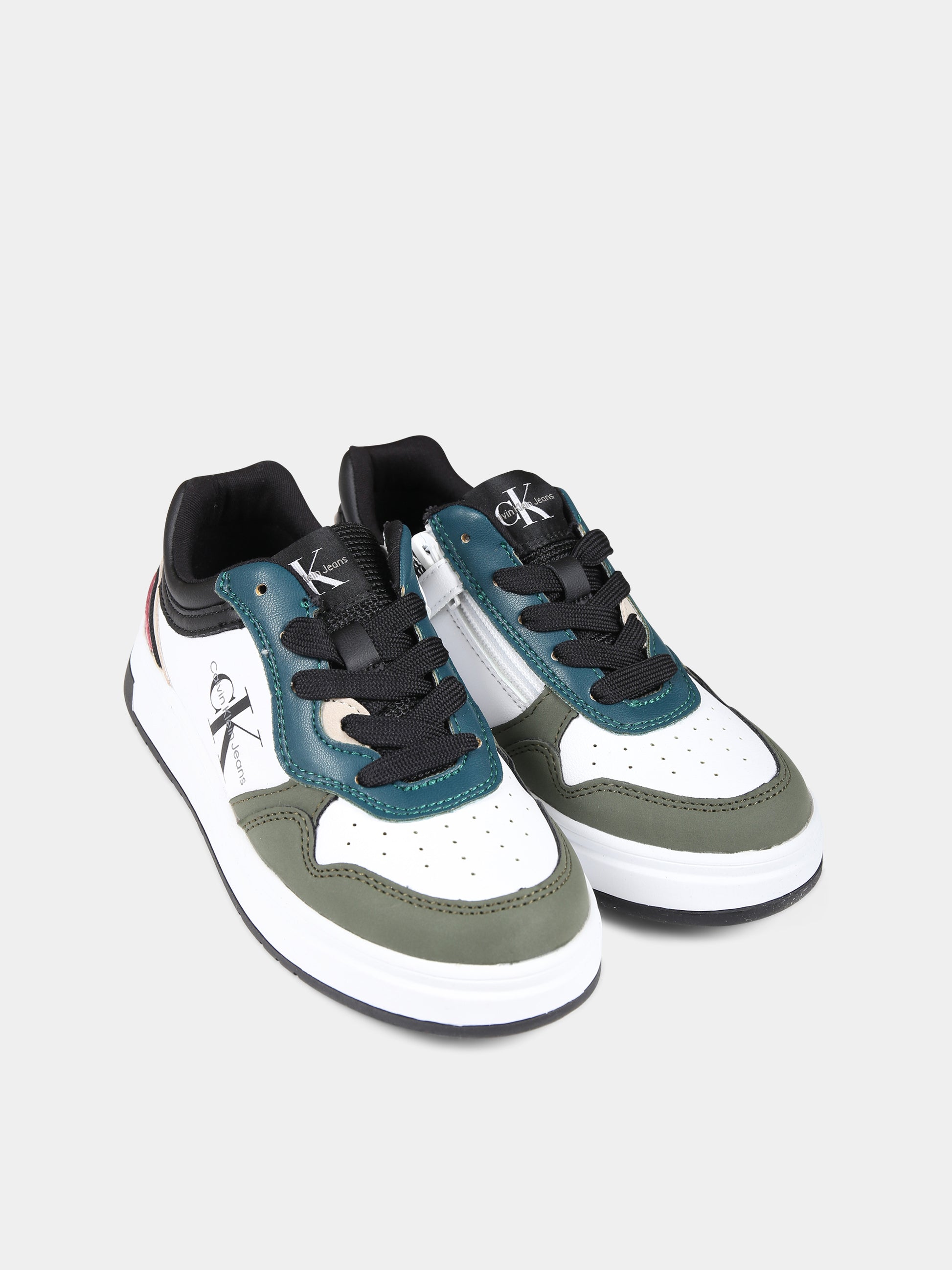 Sneakers bianche per bambino con logo,Calvin Klein Kids,V3X9 80727 1269Y913