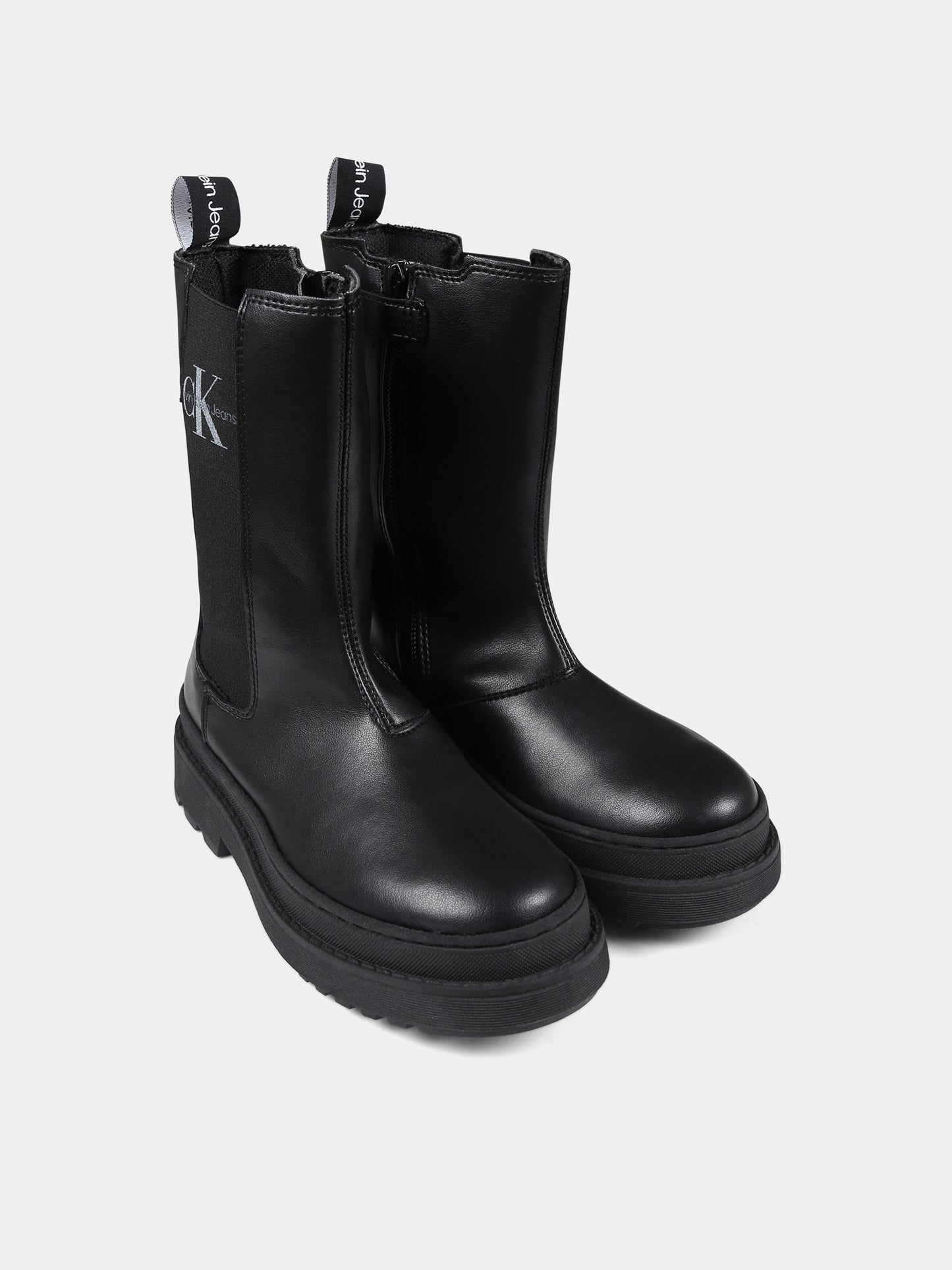 Stivali neri per bambina con logo,Calvin Klein Kids,V4A5 80707 0036999