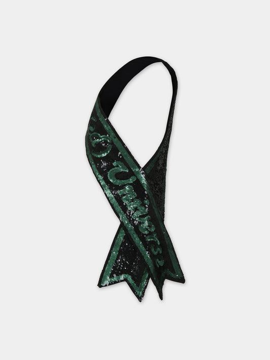 Sciarpa nera per bambina con scritta,Caroline Bosmans,AW23 9012 9000