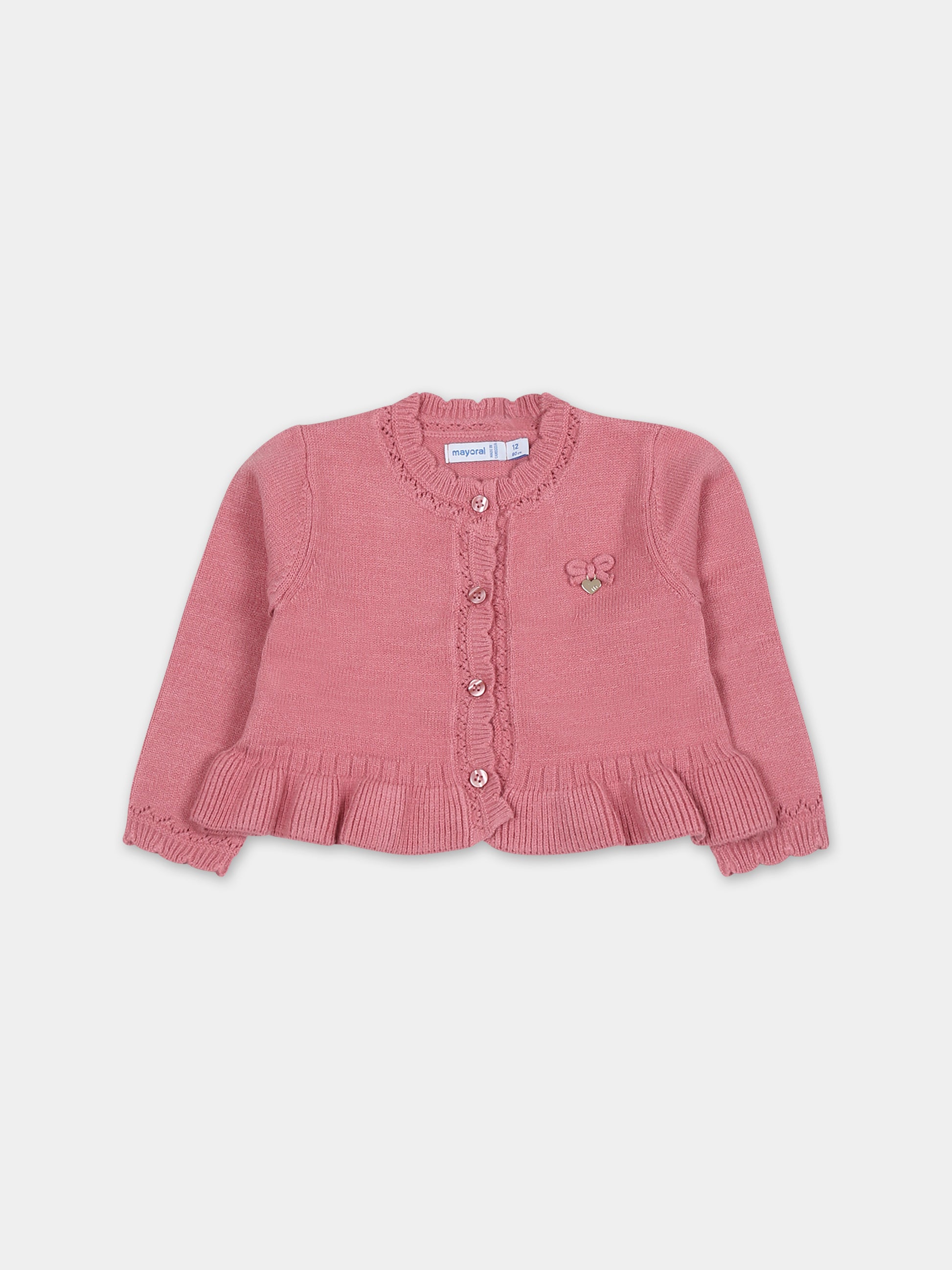 Cardigan rosa per neonata con cuore,Mayoral,2313 046