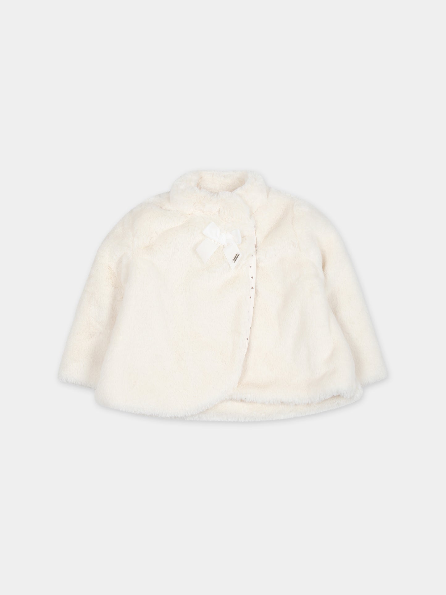 Ecopellicccia avorio per neonata con fiocco,Mayoral,2415 013