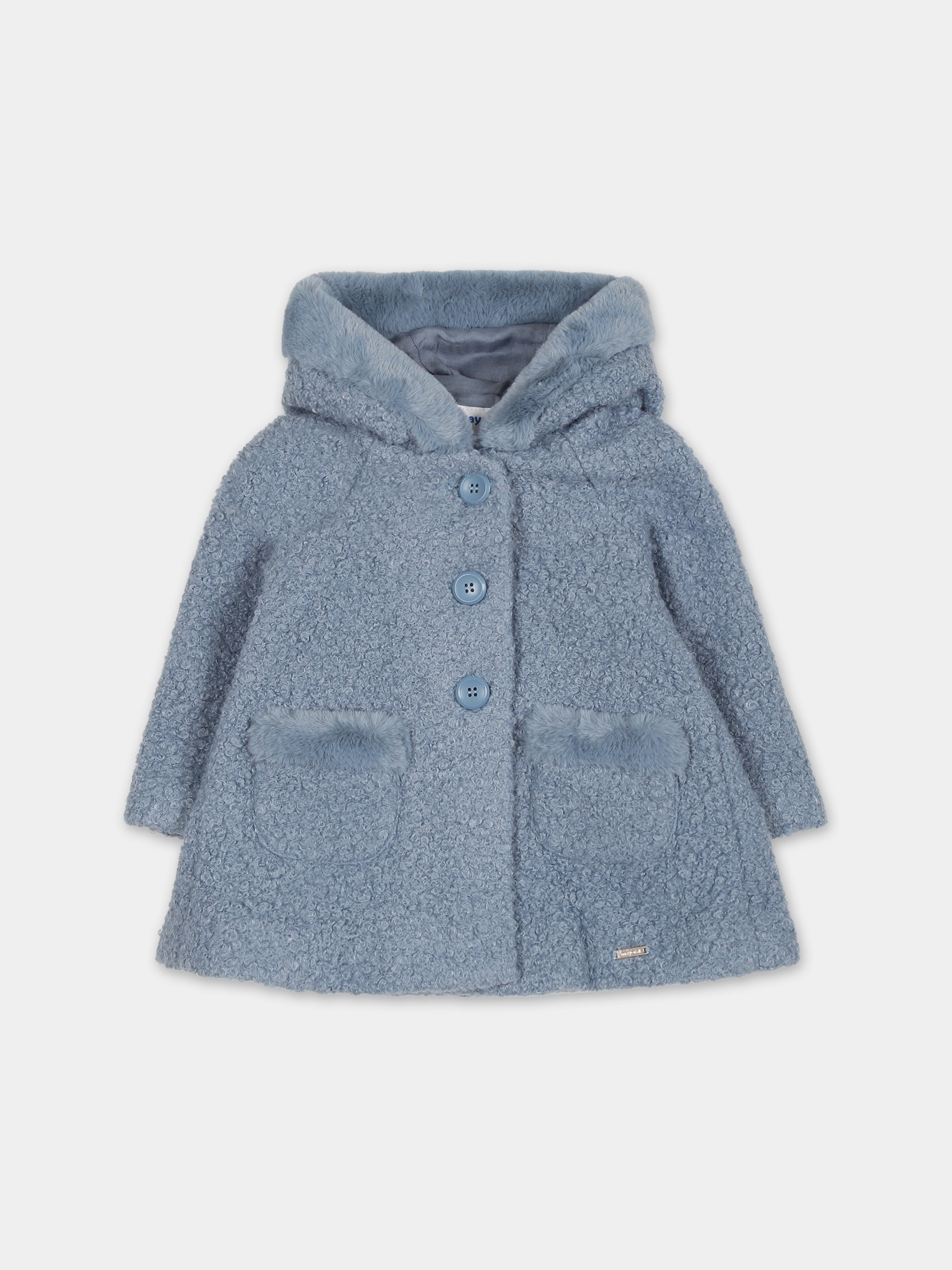 Cappotto azzurro per neonata con logo,Mayoral,2416 057