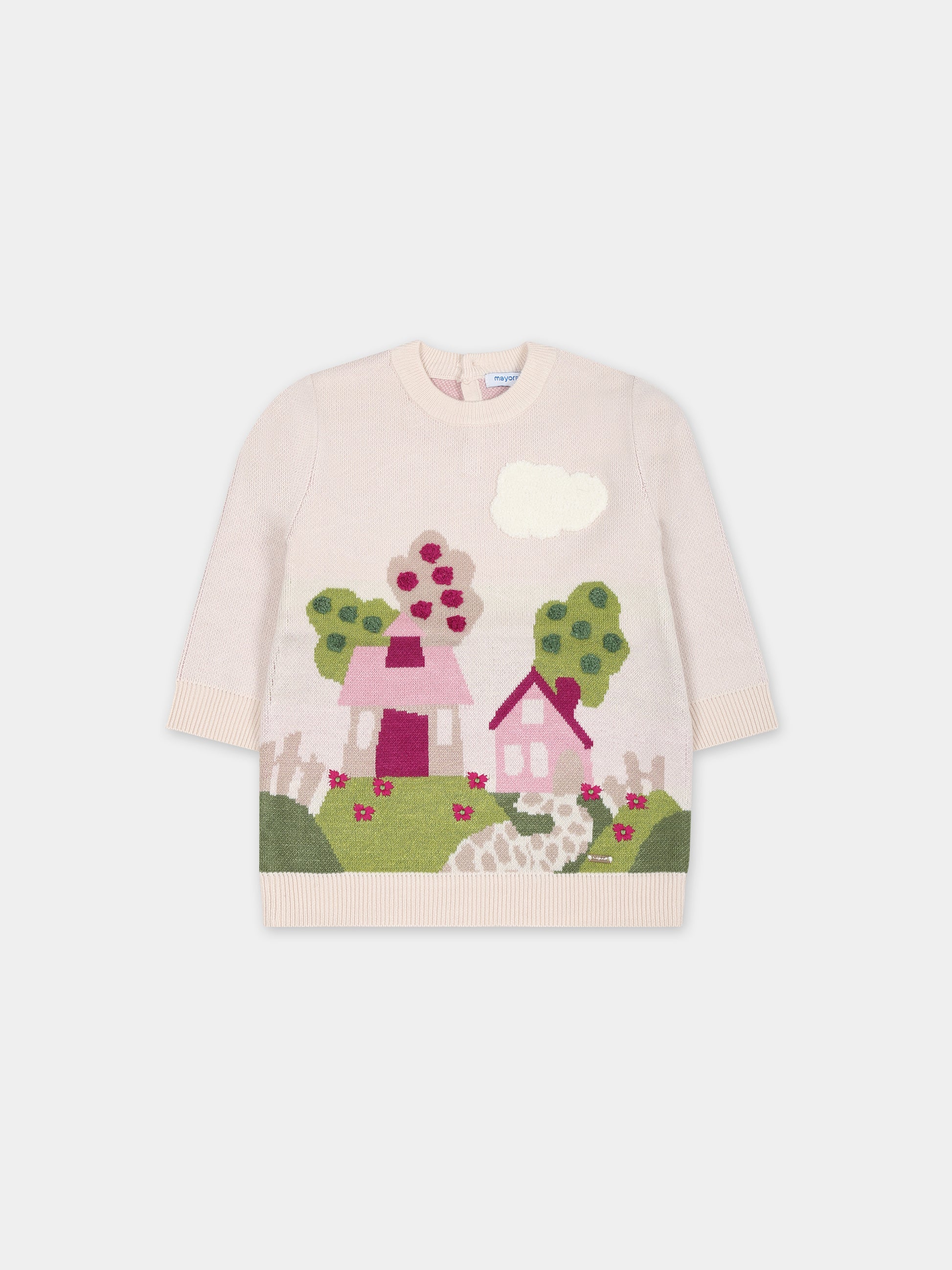 Vestito avorio per neonata con logo,Mayoral,2990 069