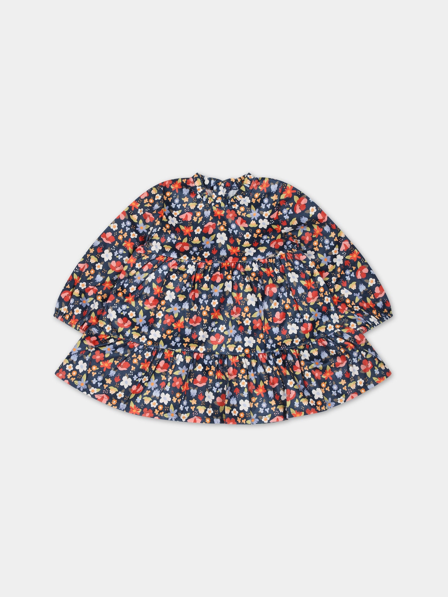 Vestito blu per neonata con stampa floreale,Mayoral,2985 047