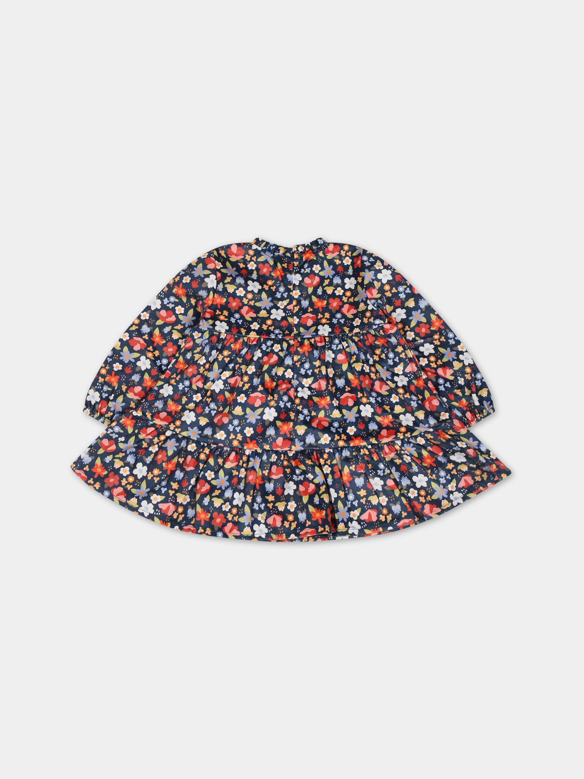 Vestito blu per neonata con stampa floreale,Mayoral,2985 047