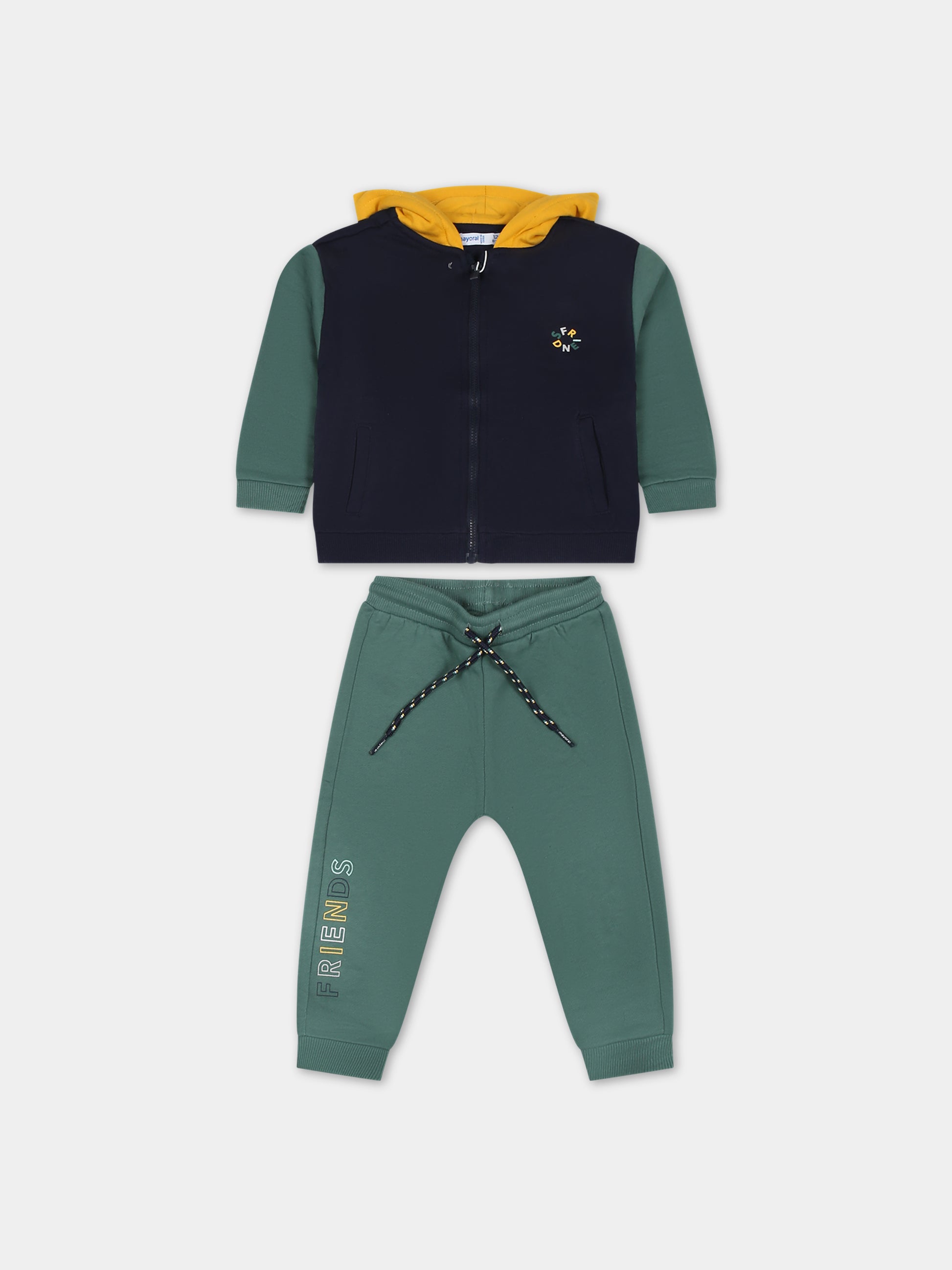 Completo verde per neonato con stampa drago,Mayoral,2875 064