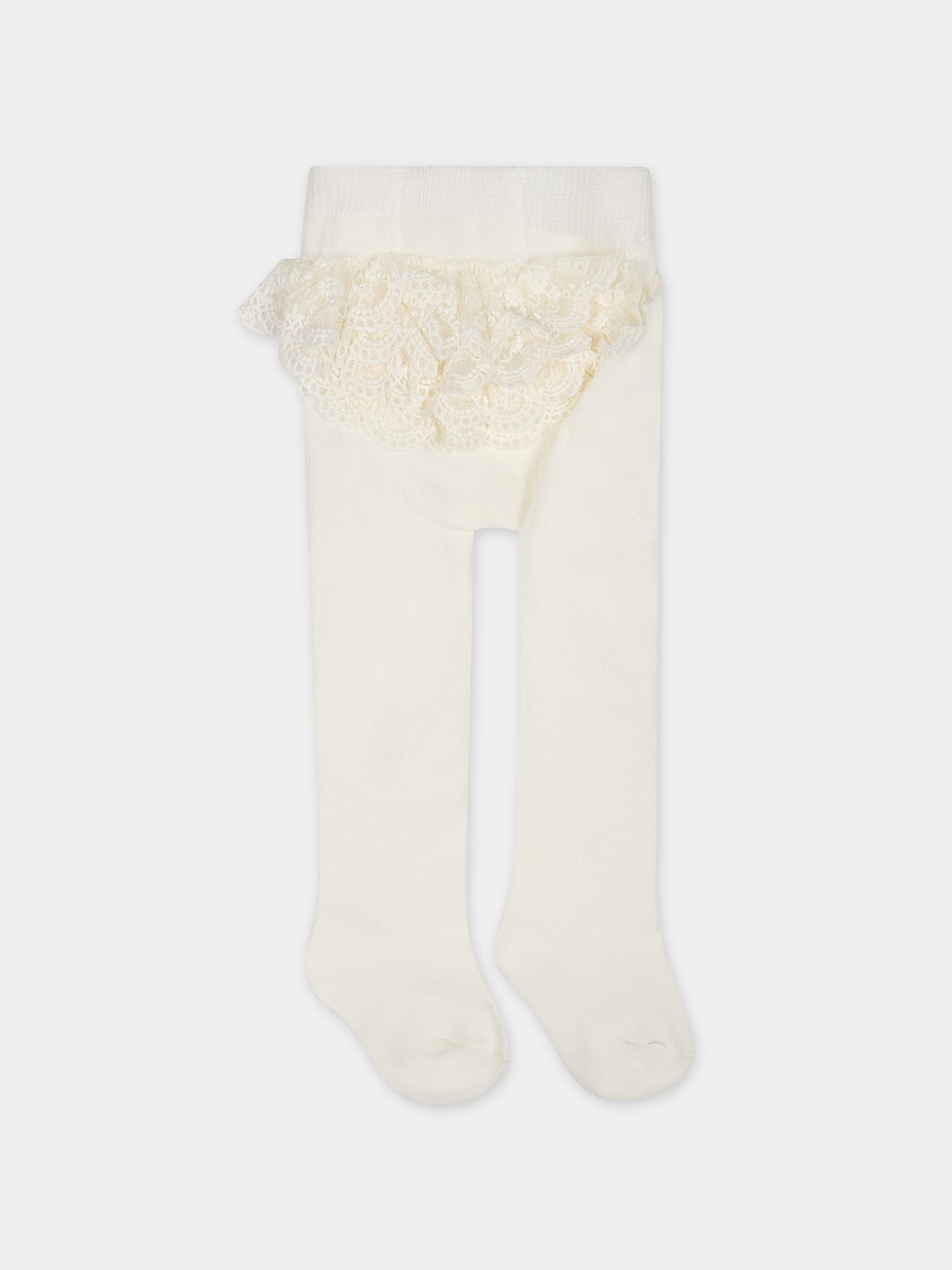 Collant avorio per neonata con rouches,Mayoral,10517 061