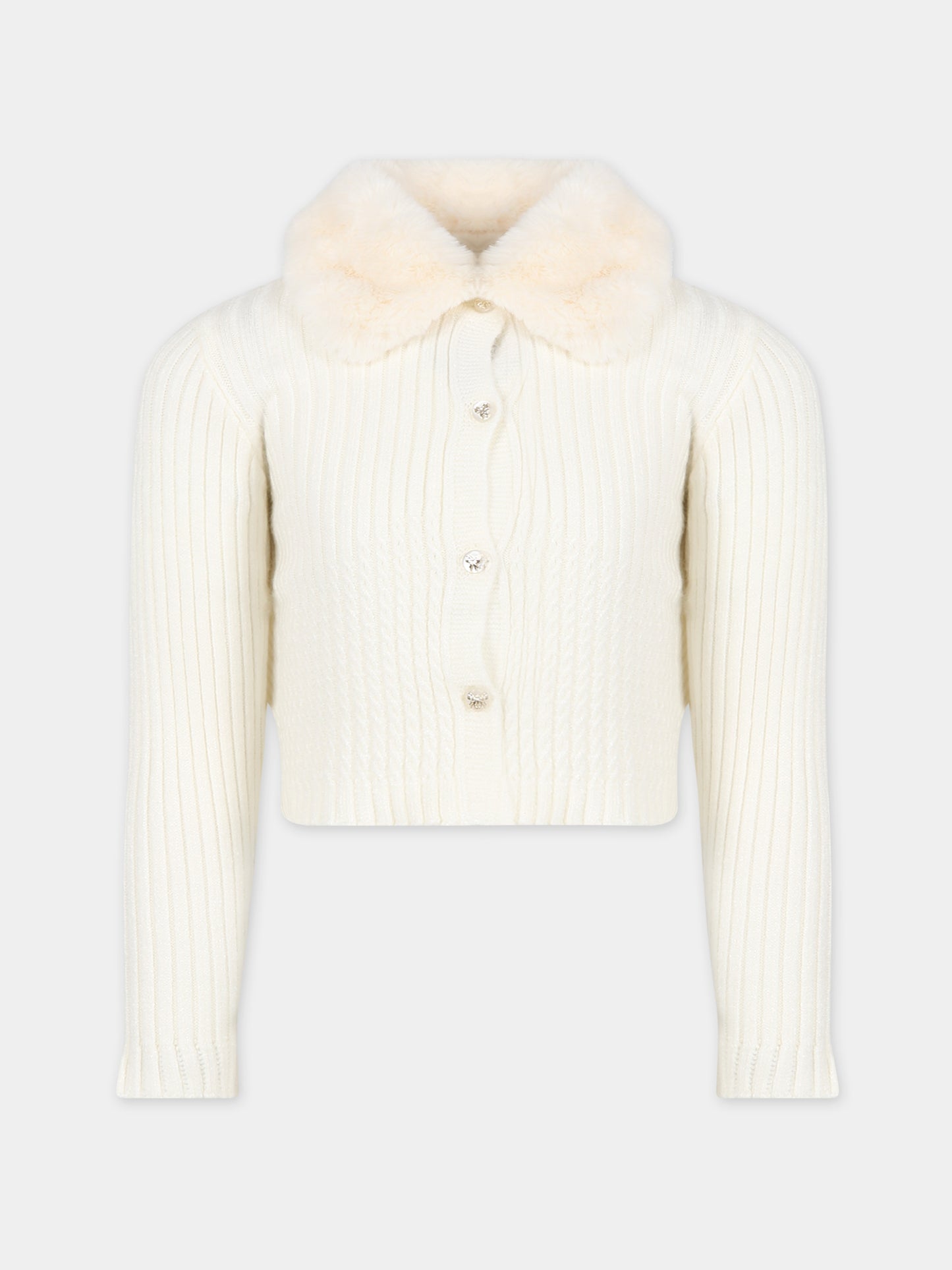 Cardigan avorio per bambina con logo,Mayoral,4309 012