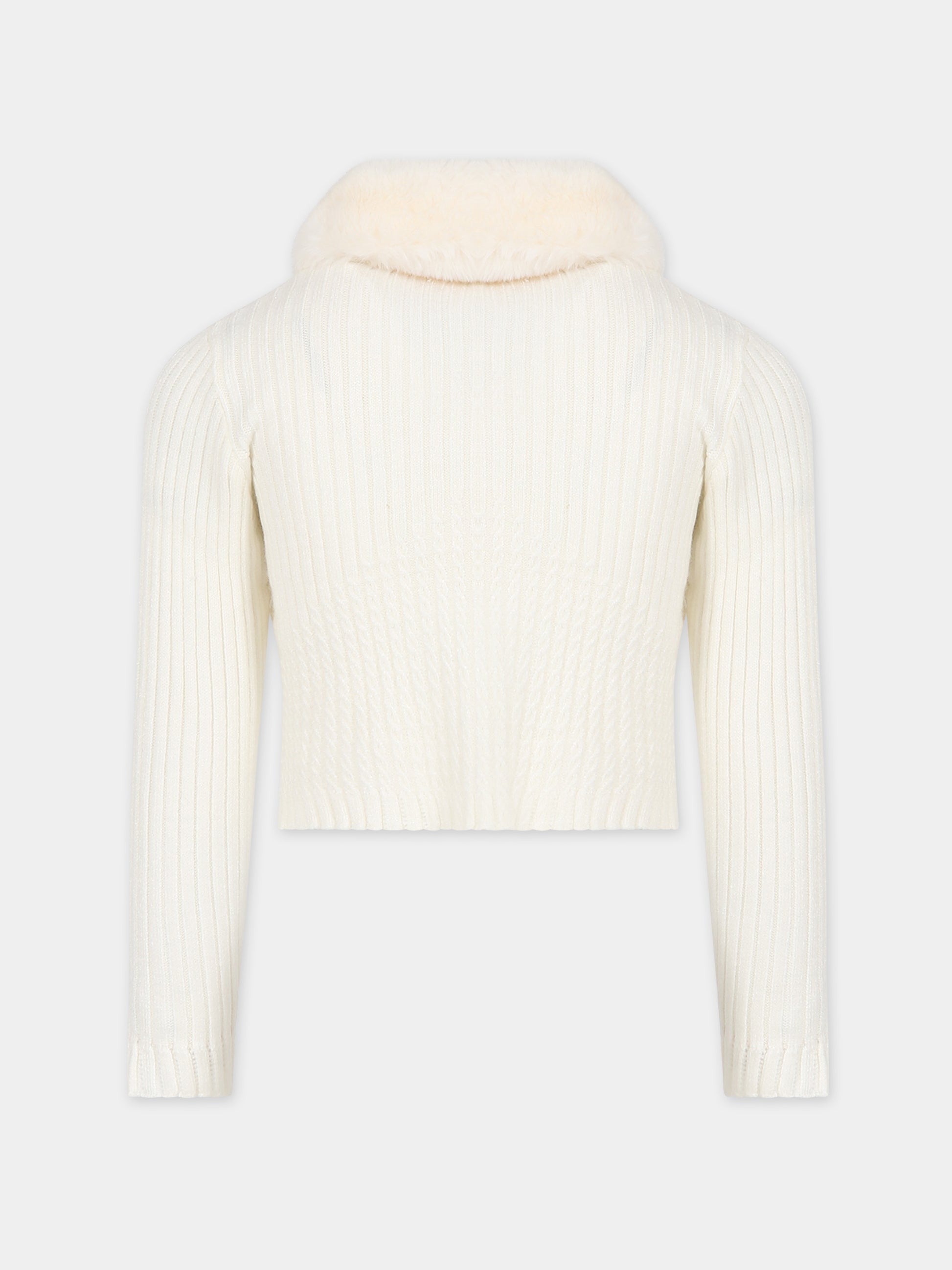 Cardigan avorio per bambina con logo,Mayoral,4309 012