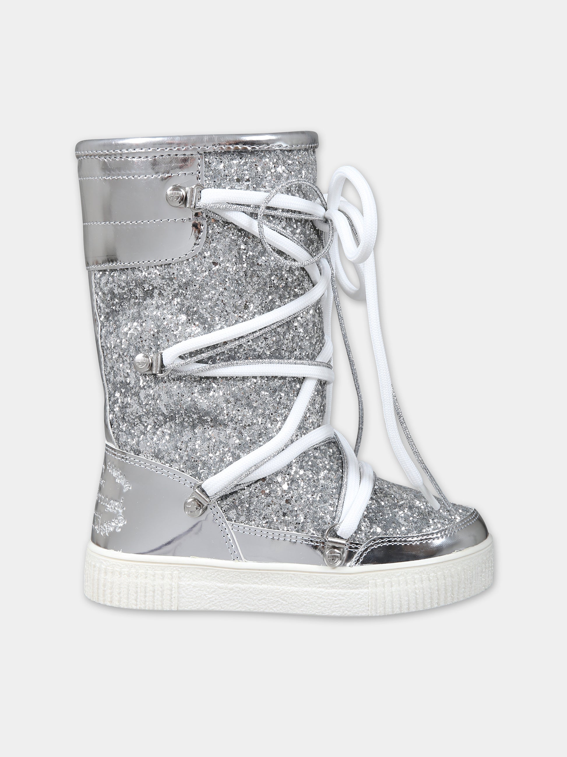 Stivali argento per bambina con logo,Chiara Ferragni Collection,CFB294 004 K
