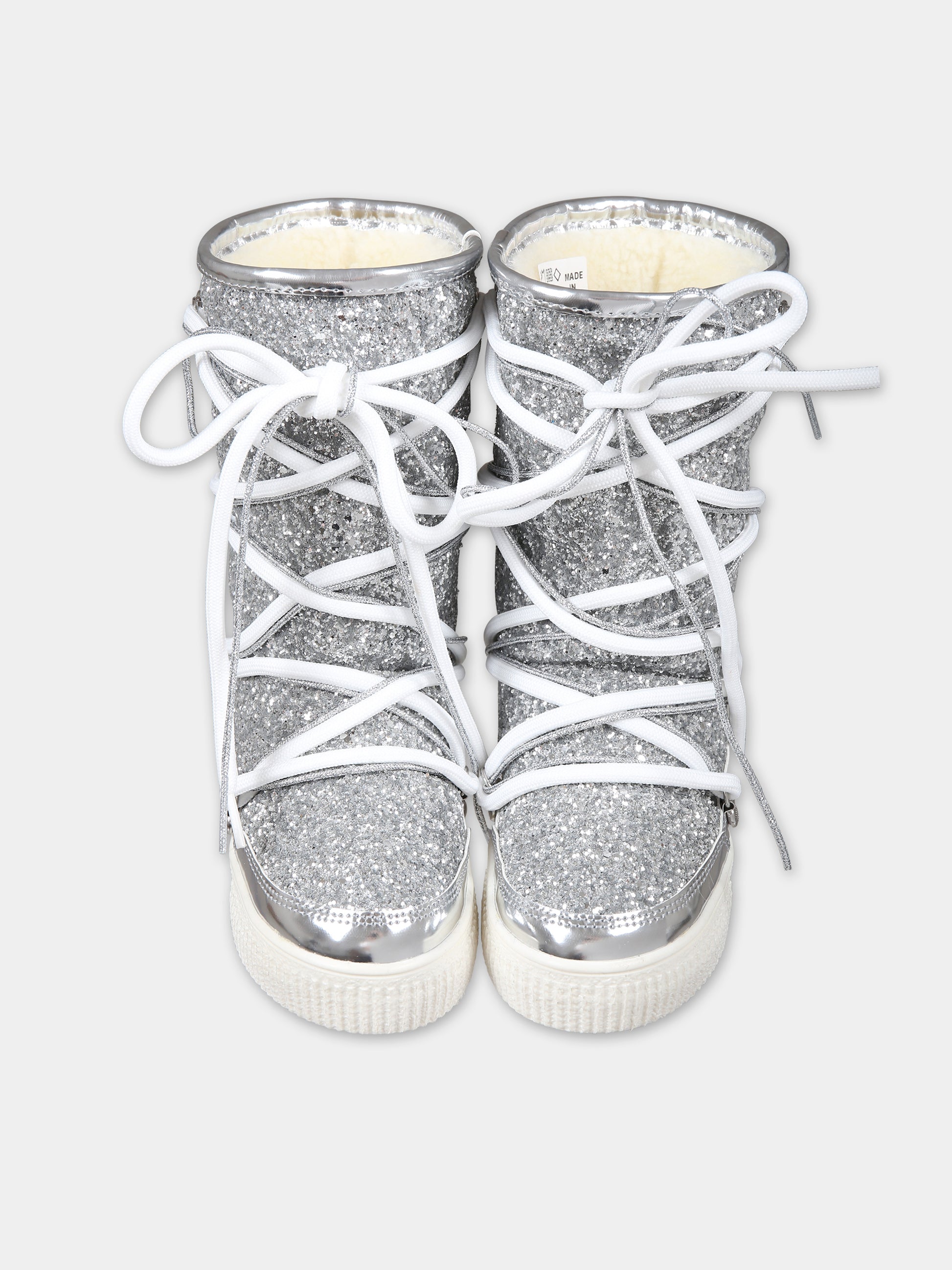 Stivali argento per bambina con logo,Chiara Ferragni Collection,CFB294 004 K