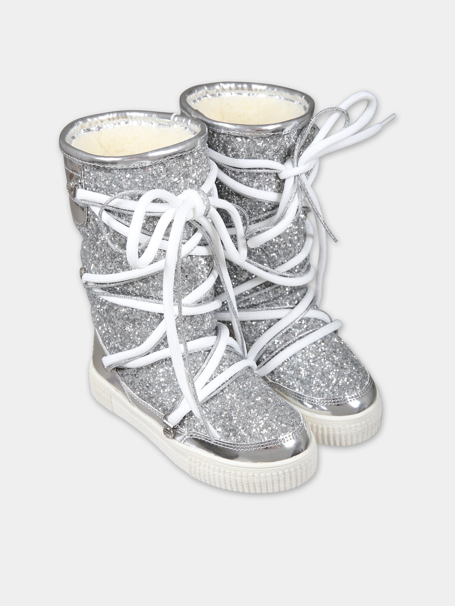 Stivali argento per bambina con logo,Chiara Ferragni Collection,CFB294 004 K