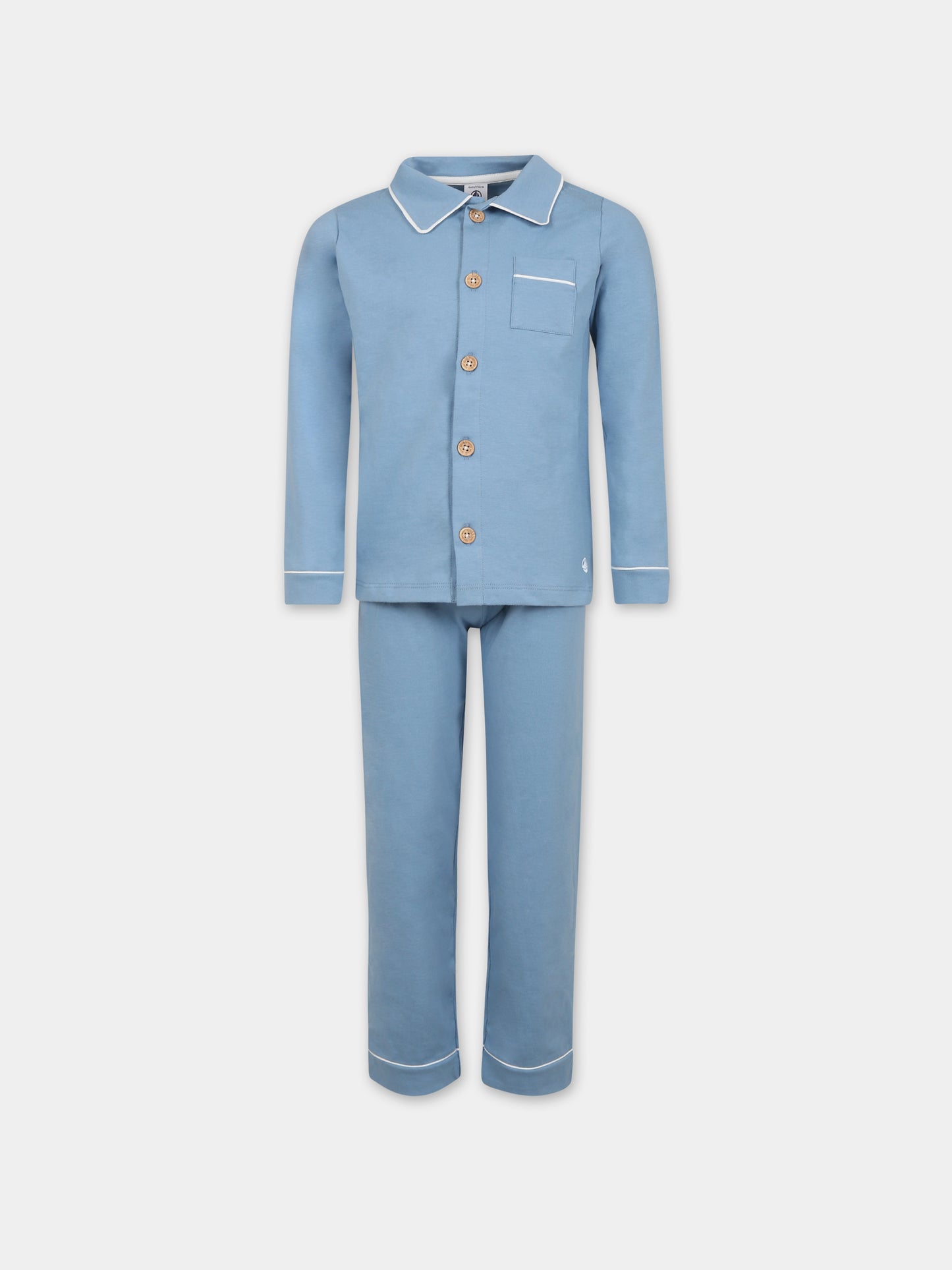 Pigiama azzurro per bambino con logo,Petit Bateau,A082A 01