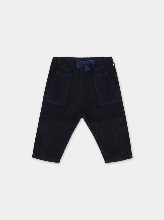 Pantaloni blu per neonato con logo,Petit Bateau,A08Q1 02